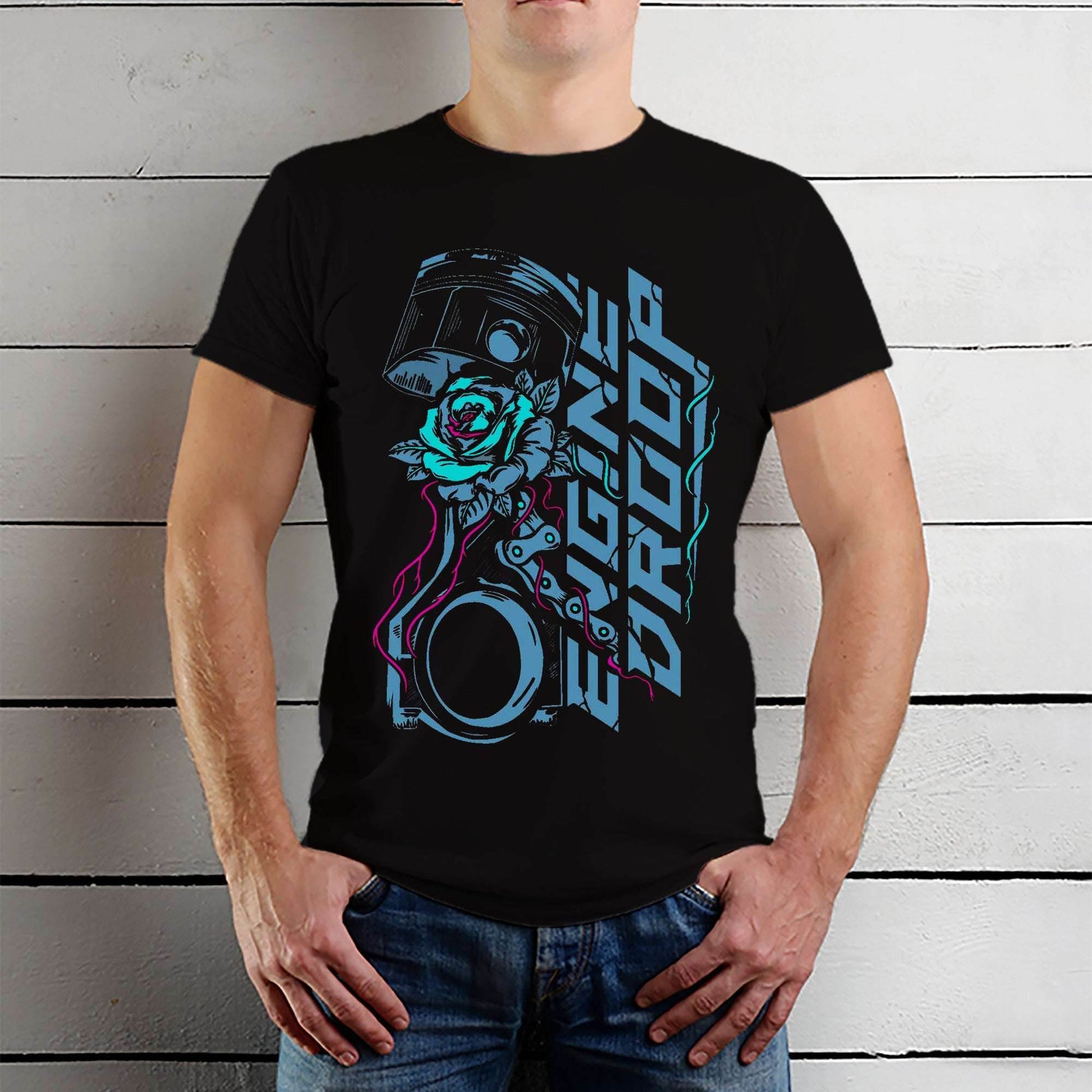 ENGINE DROOP - Unisex Round Neck Regular Fit 100% Combed Cotton Half Sleeve T-Shirt - Mojilo Mart