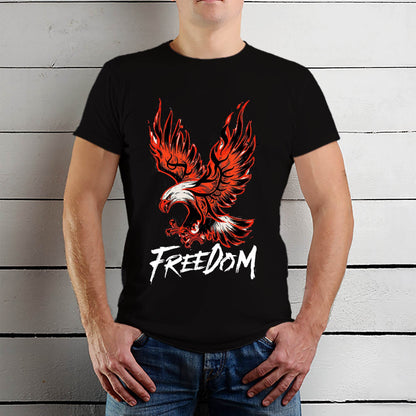 Eagle FREEDOM - Unisex Round Neck Regular Fit 100% Combed Cotton Half Sleeve T-Shirt - Mojilo Mart