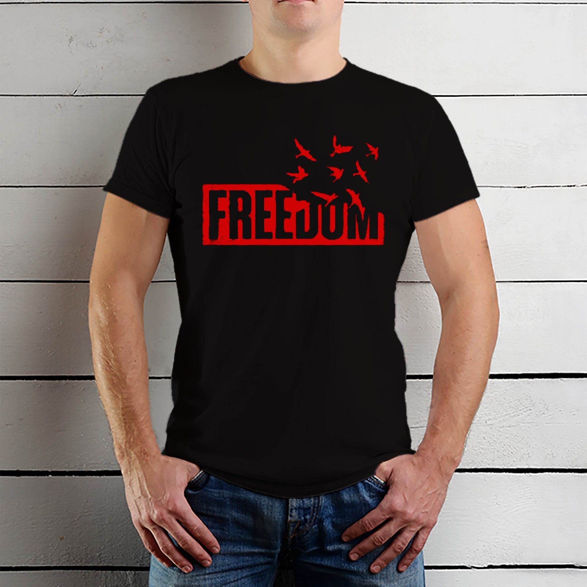 FREEDOM - Unisex Round Neck Regular Fit 100% Combed Cotton Half Sleeve T-Shirt - Mojilo Mart