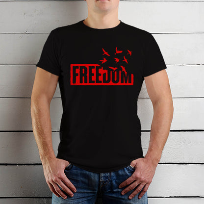 FREEDOM - Unisex Round Neck Regular Fit 100% Combed Cotton Half Sleeve T-Shirt - Mojilo Mart