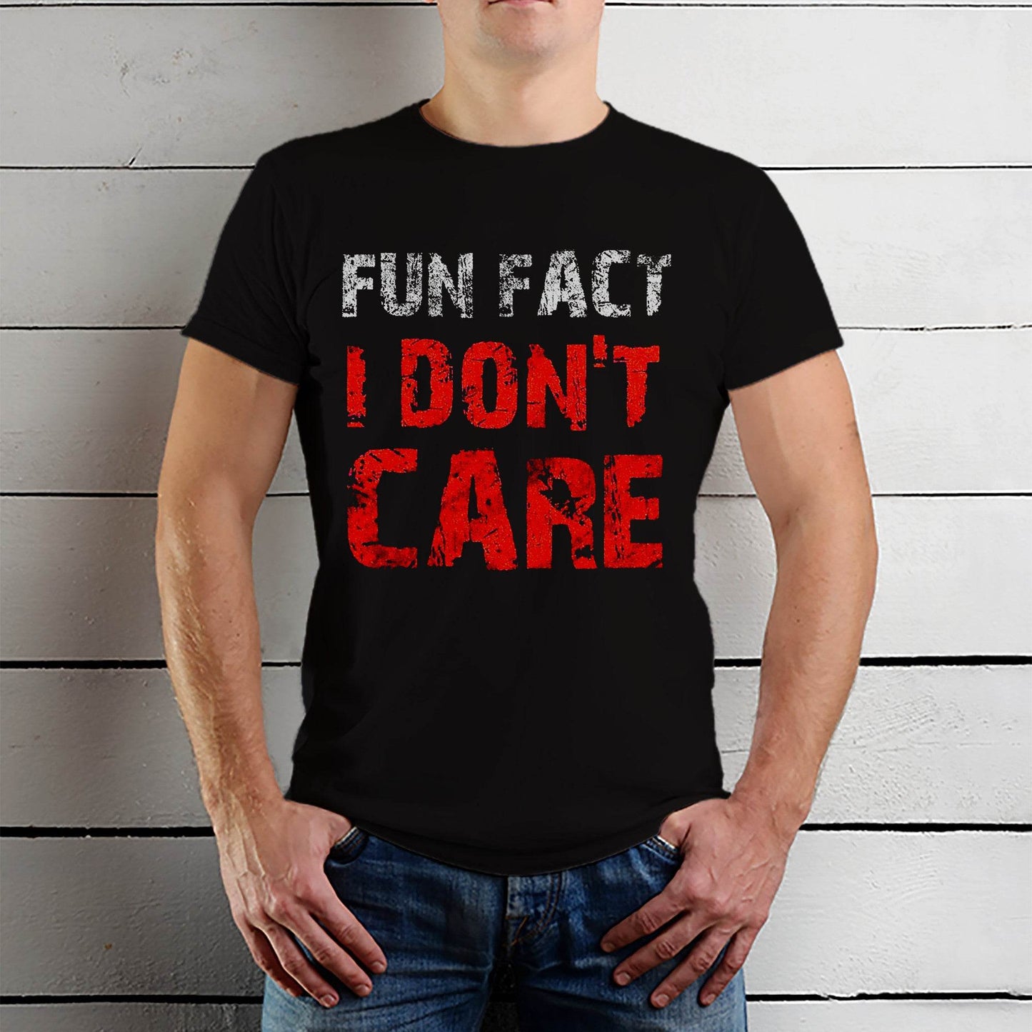 FUN FACT I DON'T CARE - Unisex Round Neck Regular Fit 100% Combed Cotton Half Sleeve T-Shirt - Mojilo Mart