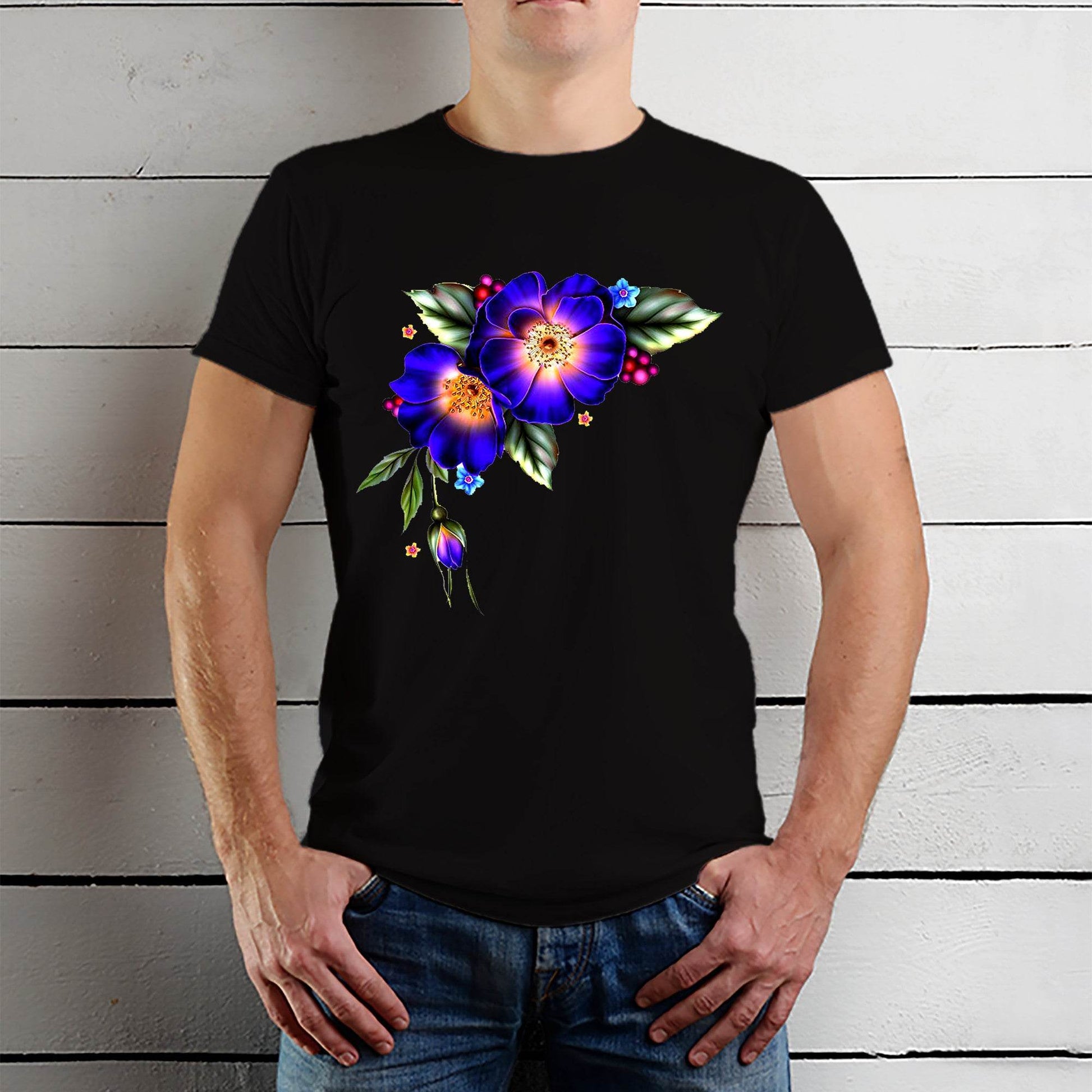 Floral Symphony Desing - Unisex Round Neck Regular Fit 100% Combed Cotton Half Sleeve T-Shirt - Mojilo Mart