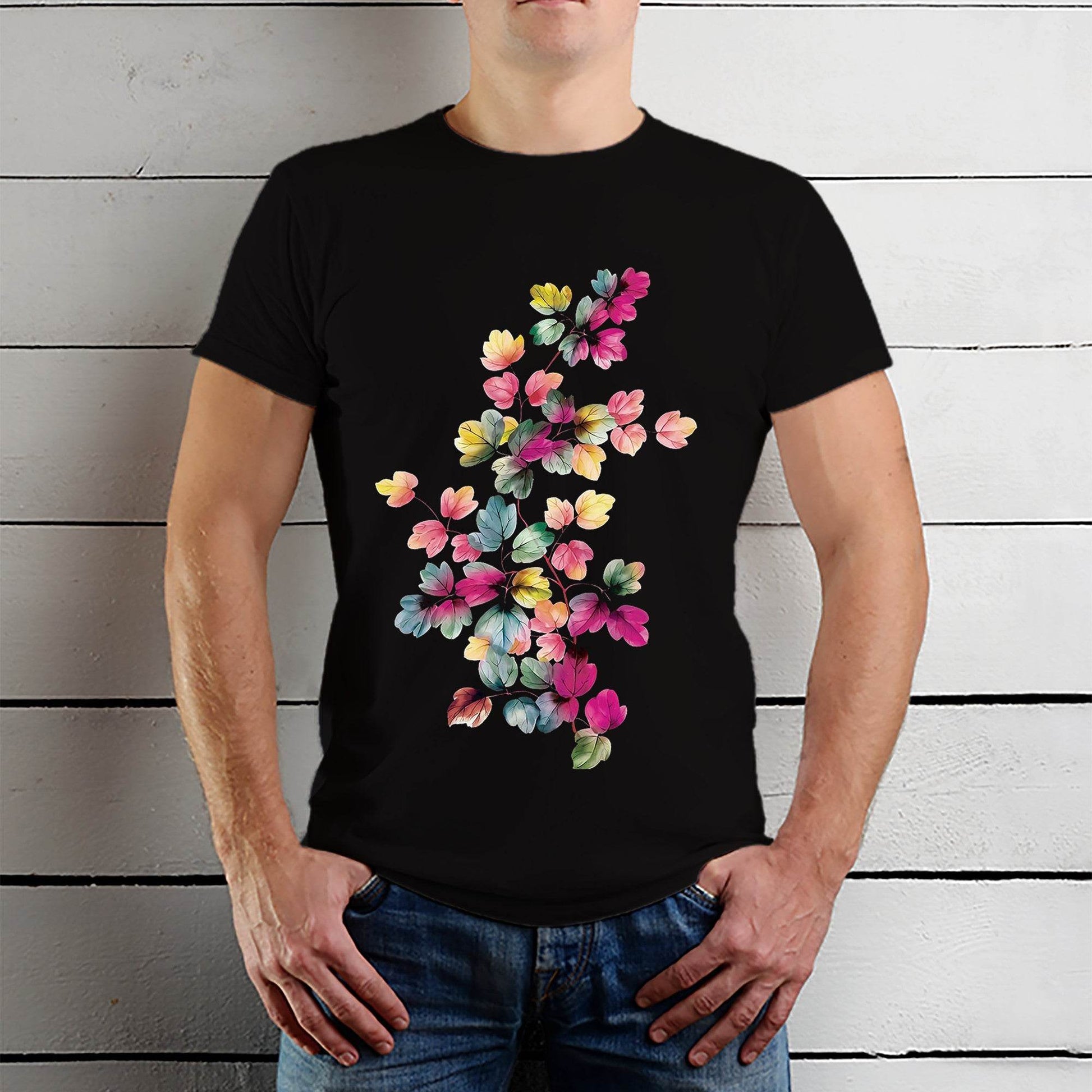 Flower Bouquet Minimal - Unisex Round Neck Regular Fit 100% Combed Cotton Half Sleeve T-Shirt - Mojilo Mart