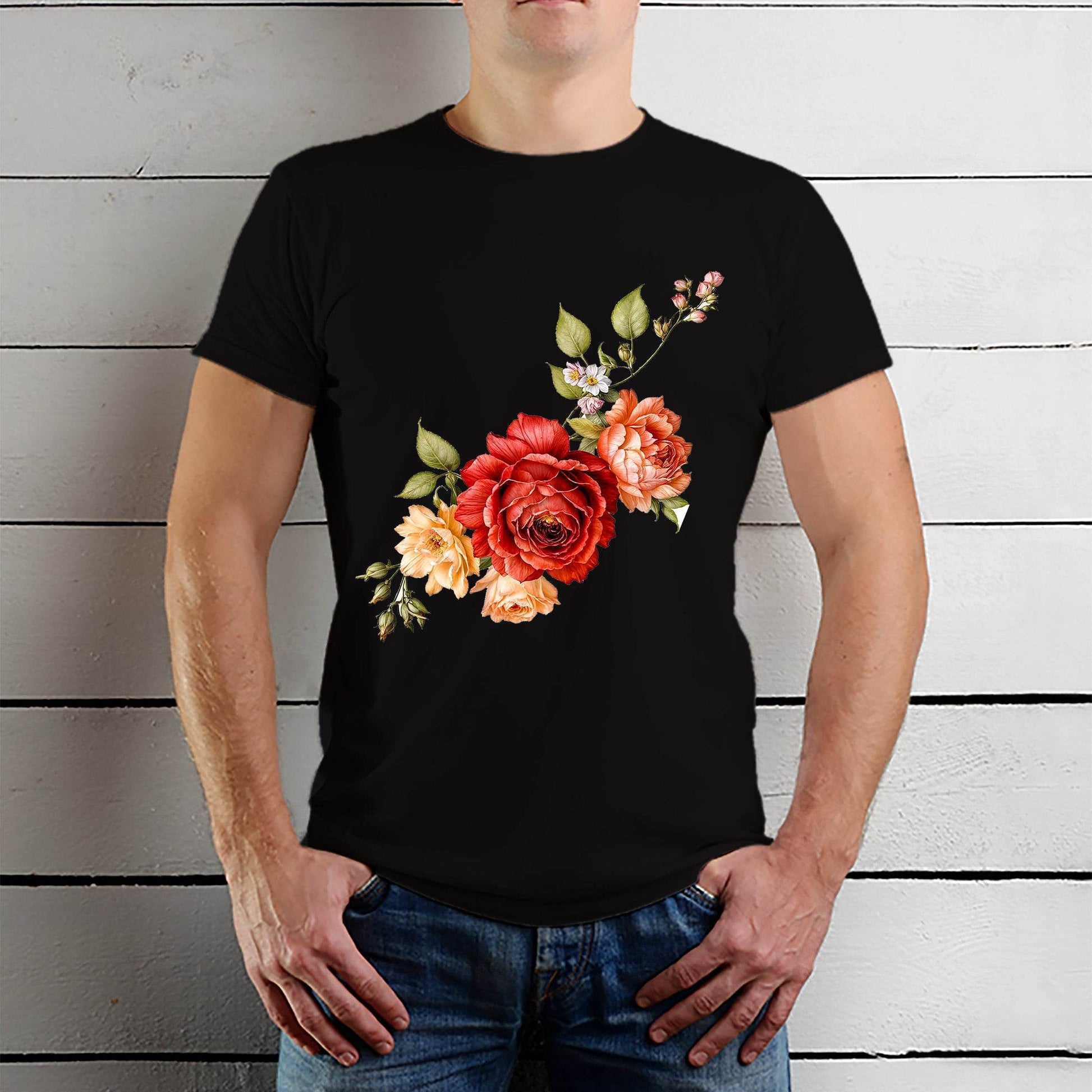 Flower Classic - Unisex Round Neck Regular Fit 100% Combed Cotton Half Sleeve T-Shirt - Mojilo Mart
