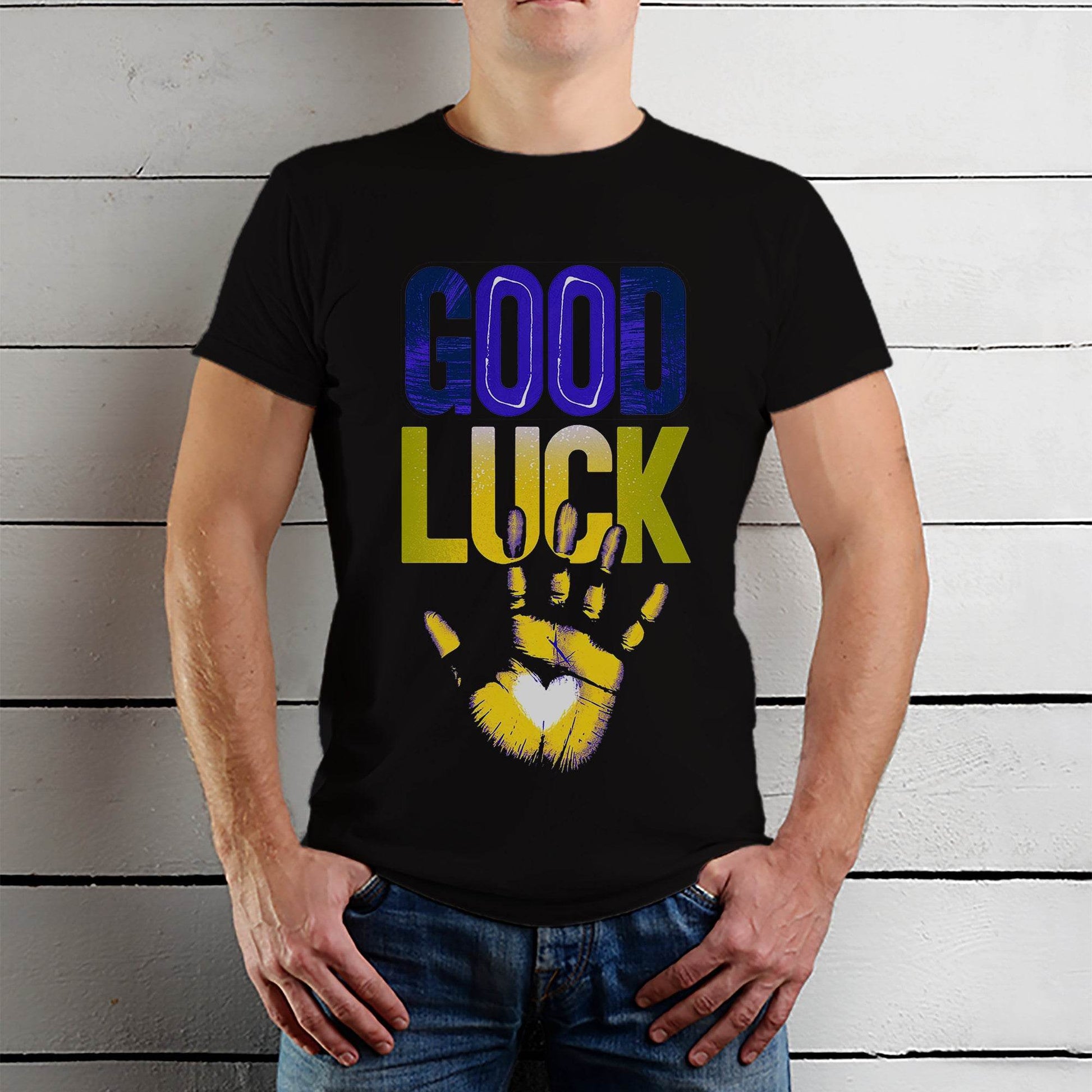 G00D LUCK - Unisex Round Neck Regular Fit 100% Combed Cotton Half Sleeve T-Shirt - Mojilo Mart
