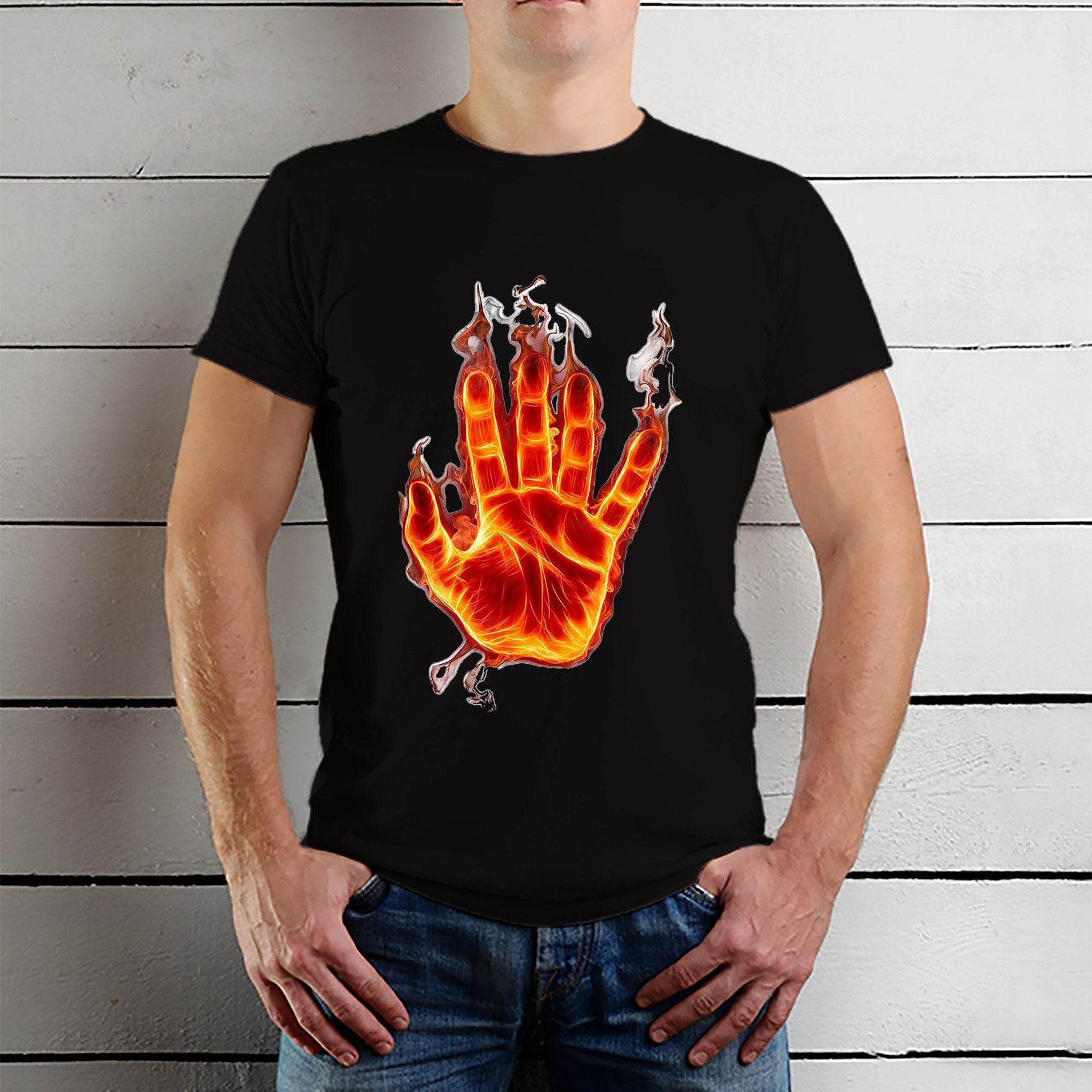Ghost Rider Fire Hand Theme - Unisex Round Neck Regular Fit 100% Combed Cotton Half Sleeve T-Shirt - Mojilo Mart