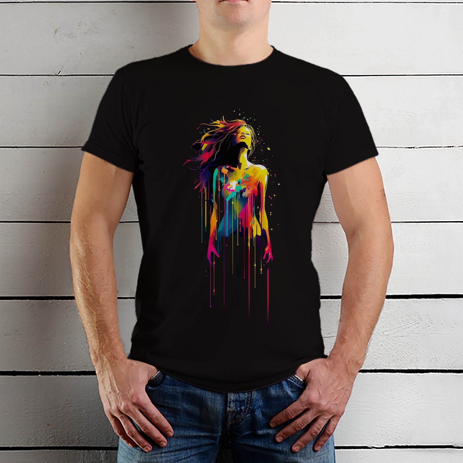 Girl Veil Of Colors Art - Unisex Round Neck Regular Fit 100% Combed Cotton Half Sleeve T-Shirt - Mojilo Mart