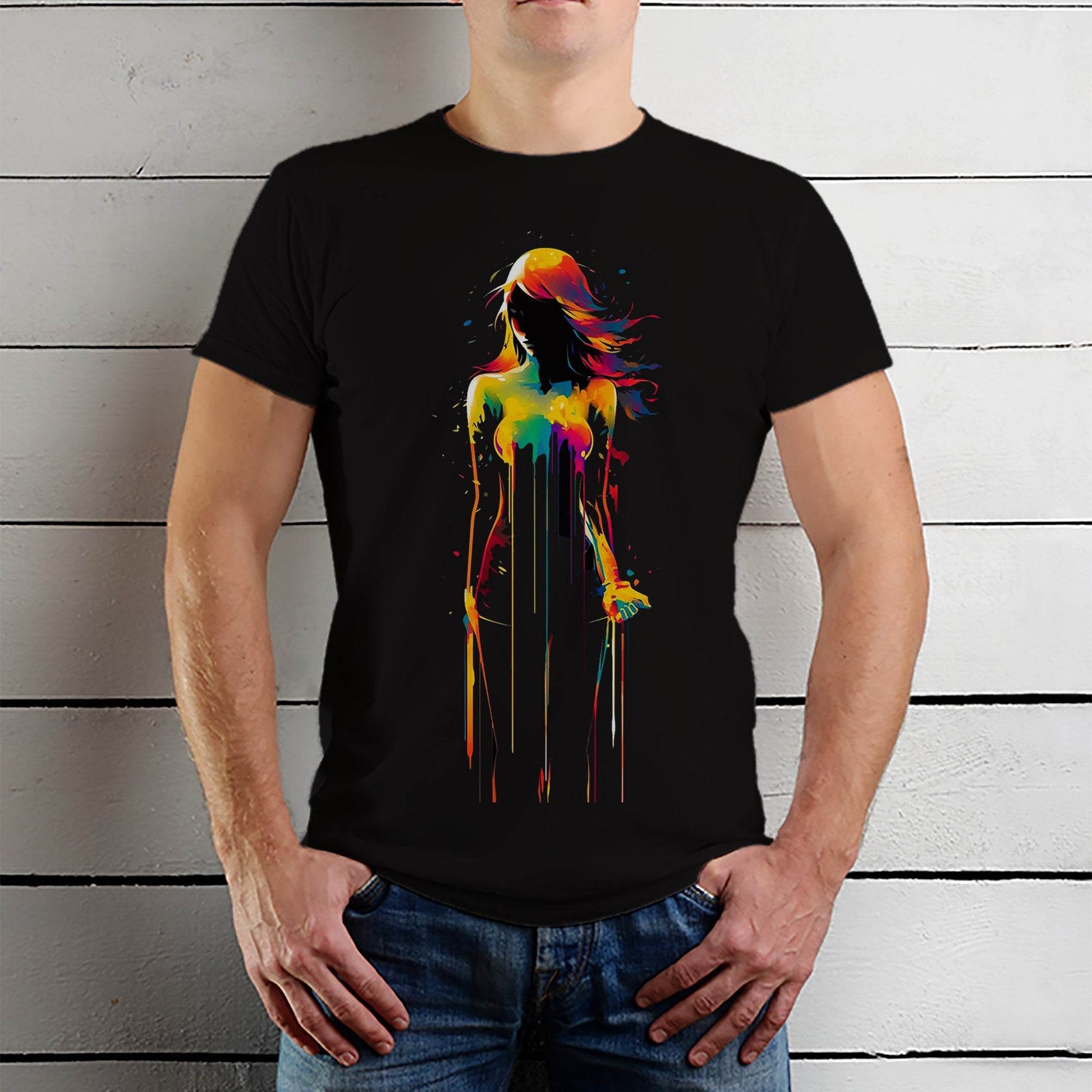 Girl Veil Of Neon Colors - Unisex Round Neck Regular Fit 100% Combed Cotton Half Sleeve T-Shirt - Mojilo Mart