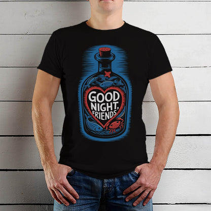 Good Night Friend's - Unisex Round Neck Regular Fit 100% Combed Cotton Half Sleeve T-Shirt - Mojilo Mart