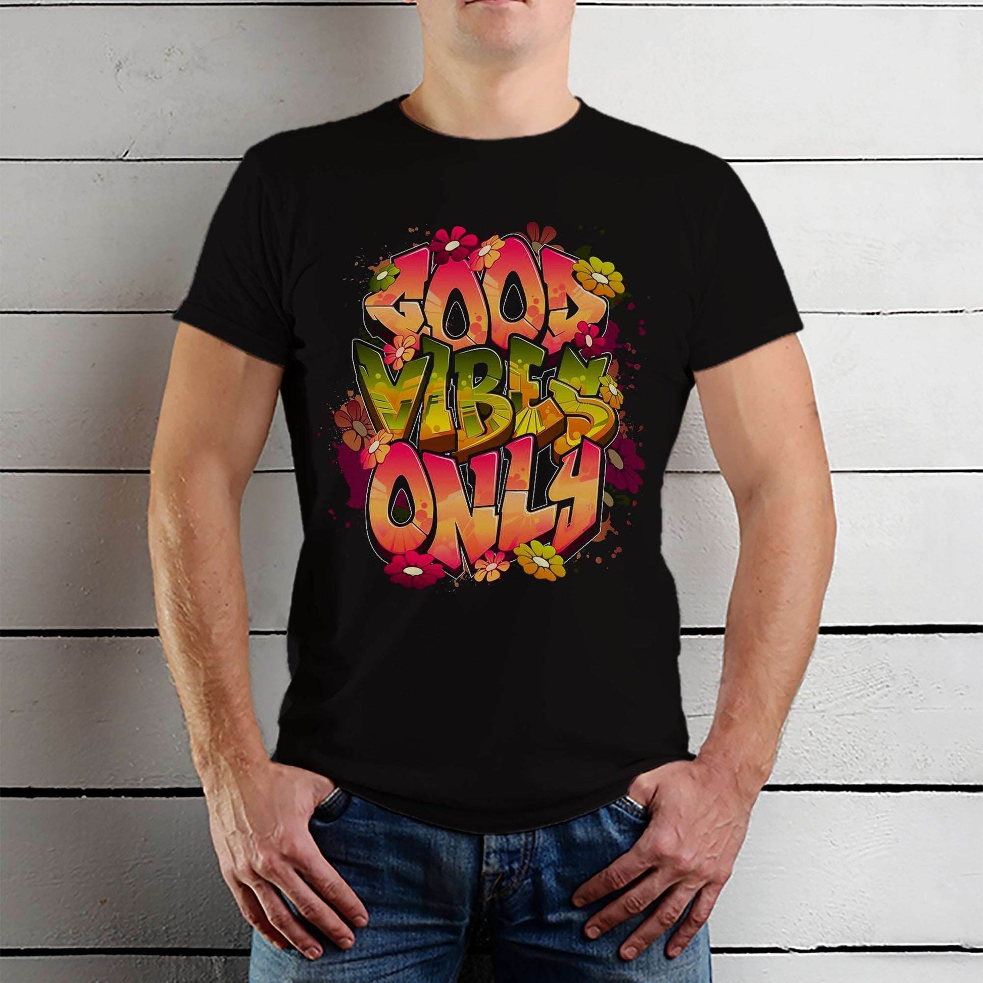 Good Vibes Only - Unisex Round Neck Regular Fit 100% Combed Cotton Half Sleeve T-Shirt - Mojilo Mart