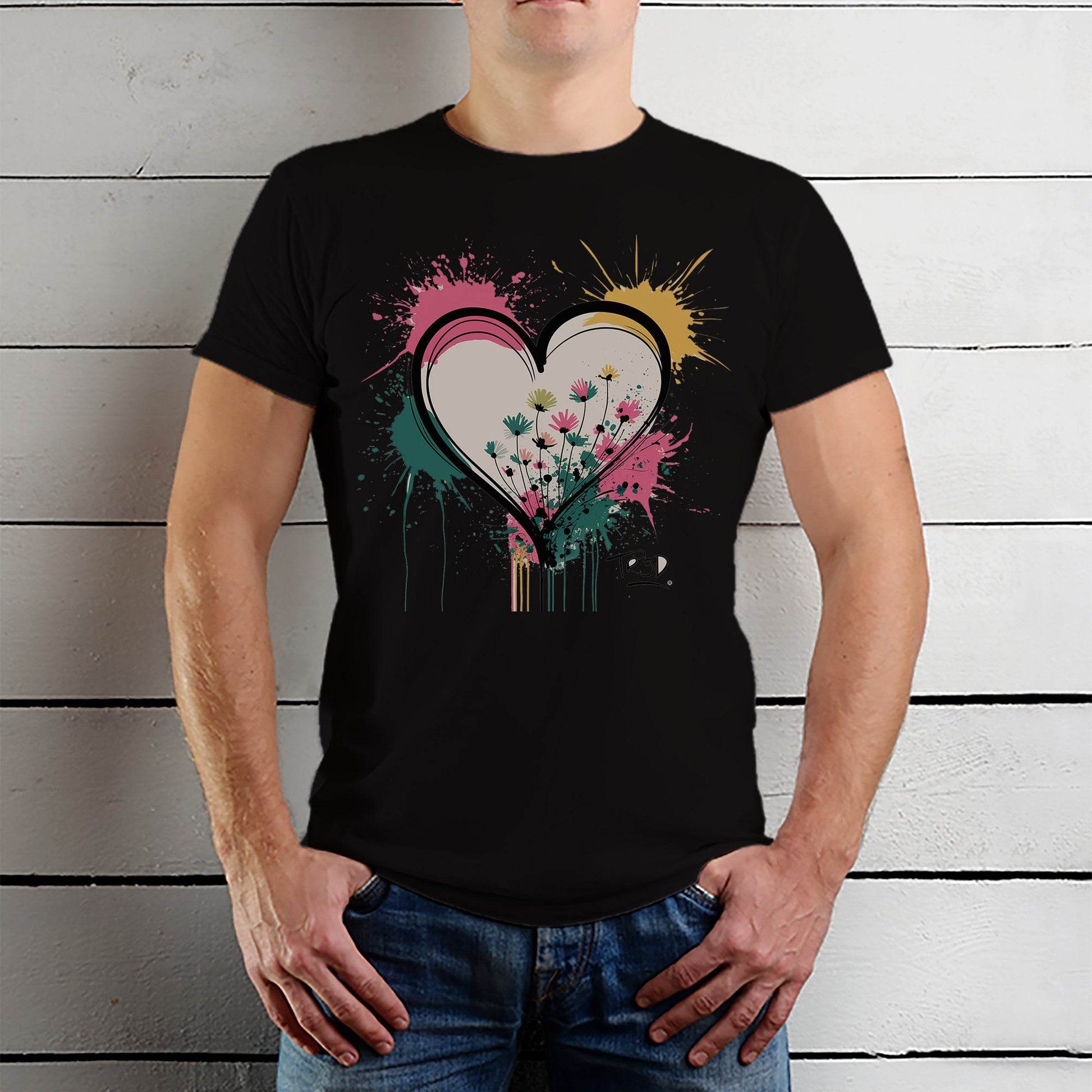 Graffiti Heart - Unisex Round Neck Regular Fit 100% Combed Cotton Half Sleeve T-Shirt - Mojilo Mart