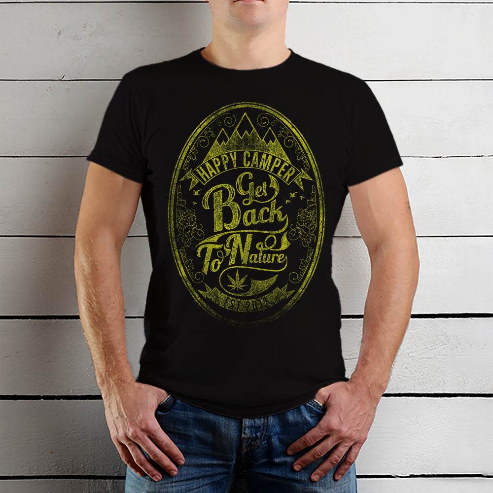 HAPPY CAMPER GET Back To NatuRE EST 2012 - Unisex Round Neck Regular Fit 100% Combed Cotton Half Sleeve T-Shirt - Mojilo Mart