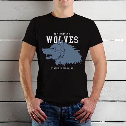 HOUSE OF WOLVES GRAPHIC - Unisex Round Neck Regular Fit 100% Combed Cotton Half Sleeve T-Shirt - Mojilo Mart