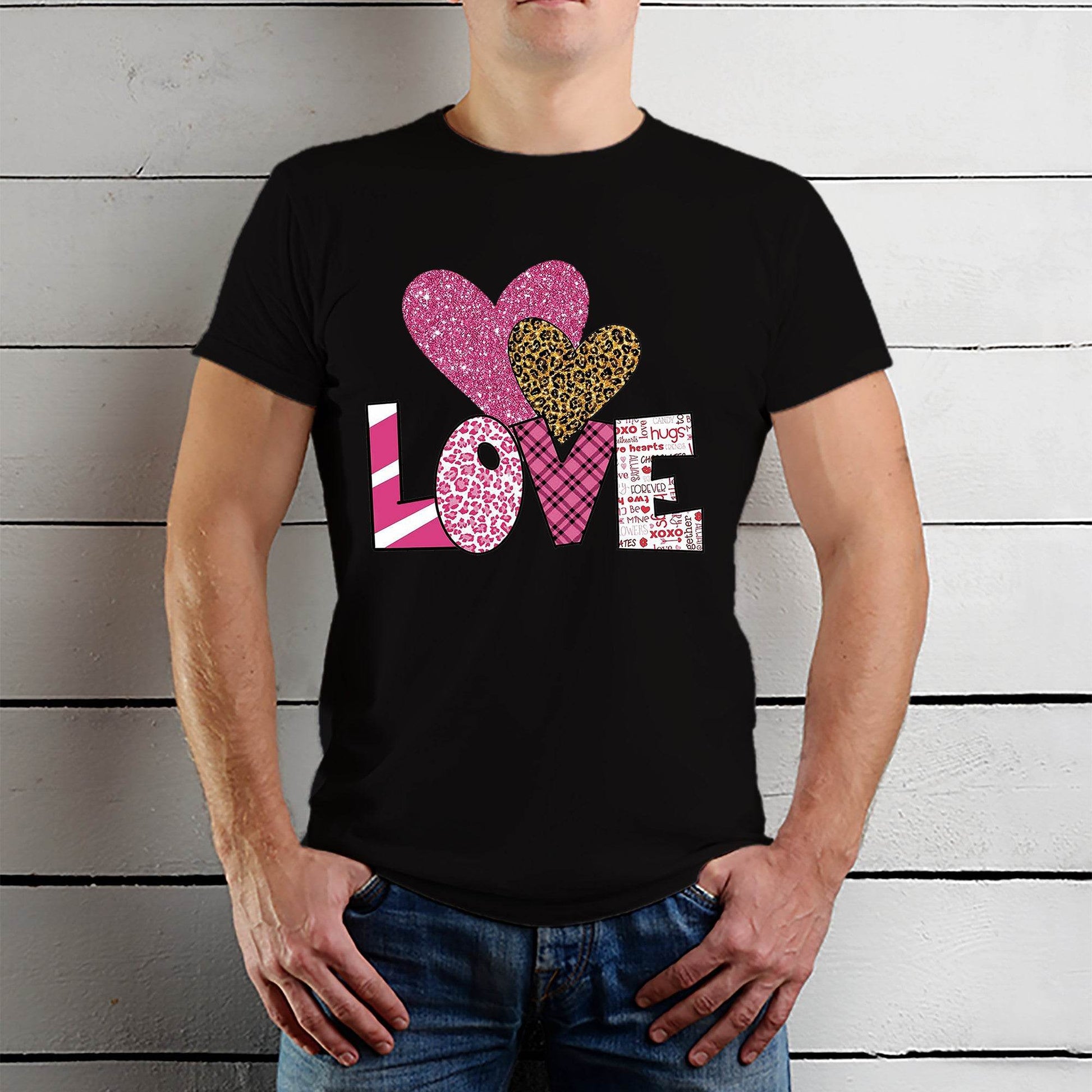 Heart Love - Unisex Round Neck Regular Fit 100% Combed Cotton Half Sleeve T-Shirt - Mojilo Mart