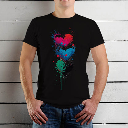 Hearts Stacked - Unisex Round Neck Regular Fit 100% Combed Cotton Half Sleeve T-Shirt - Mojilo Mart