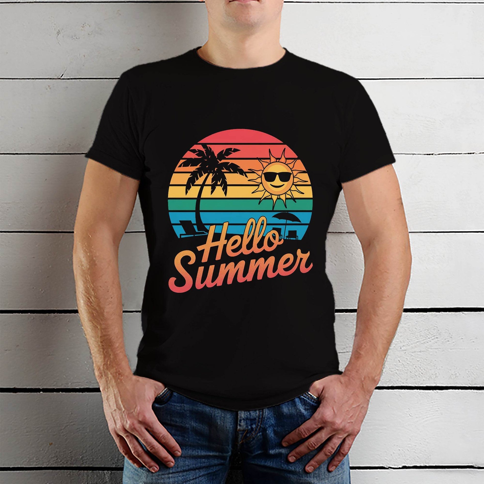 Hello Summer - Unisex Round Neck Regular Fit 100% Combed Cotton Half Sleeve T-Shirt - Mojilo Mart