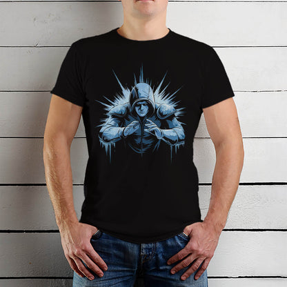 Hooded burglar lurking in the dark shadow - Unisex Round Neck Regular Fit 100% Combed Cotton Half Sleeve T-Shirt - Mojilo Mart