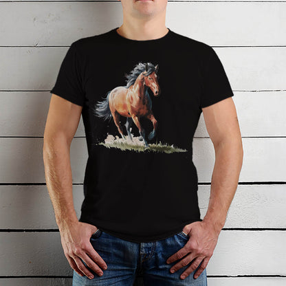 Horse Graphic Tees Summer Casual - Unisex Round Neck Regular Fit 100% Combed Cotton Half Sleeve T-Shirt - Mojilo Mart