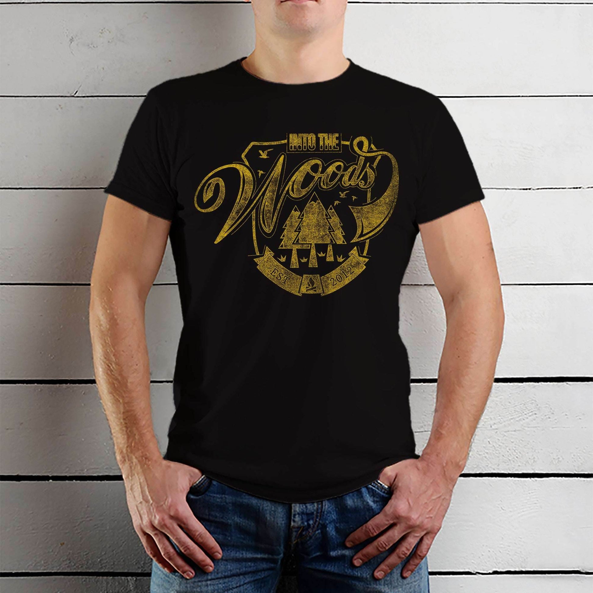 INTO THE WOods EST 2012 - Unisex Round Neck Regular Fit 100% Combed Cotton Half Sleeve T-Shirt - Mojilo Mart
