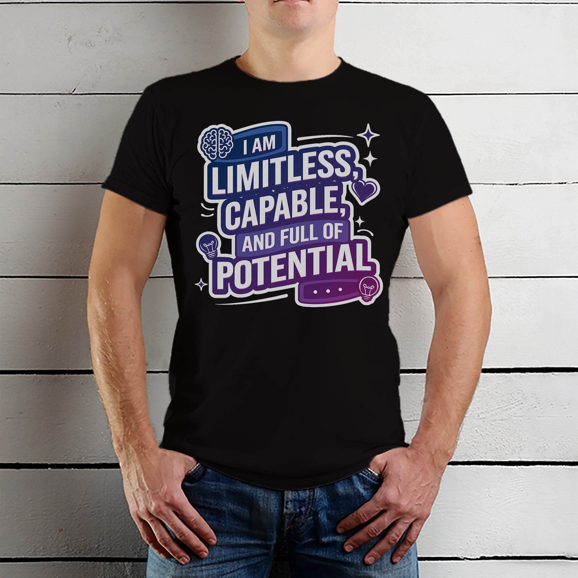 I Am Limitless Capable, And Full Of Potential - Unisex Round Neck Regular Fit 100% Combed Cotton Half Sleeve T-Shirt - Mojilo Mart