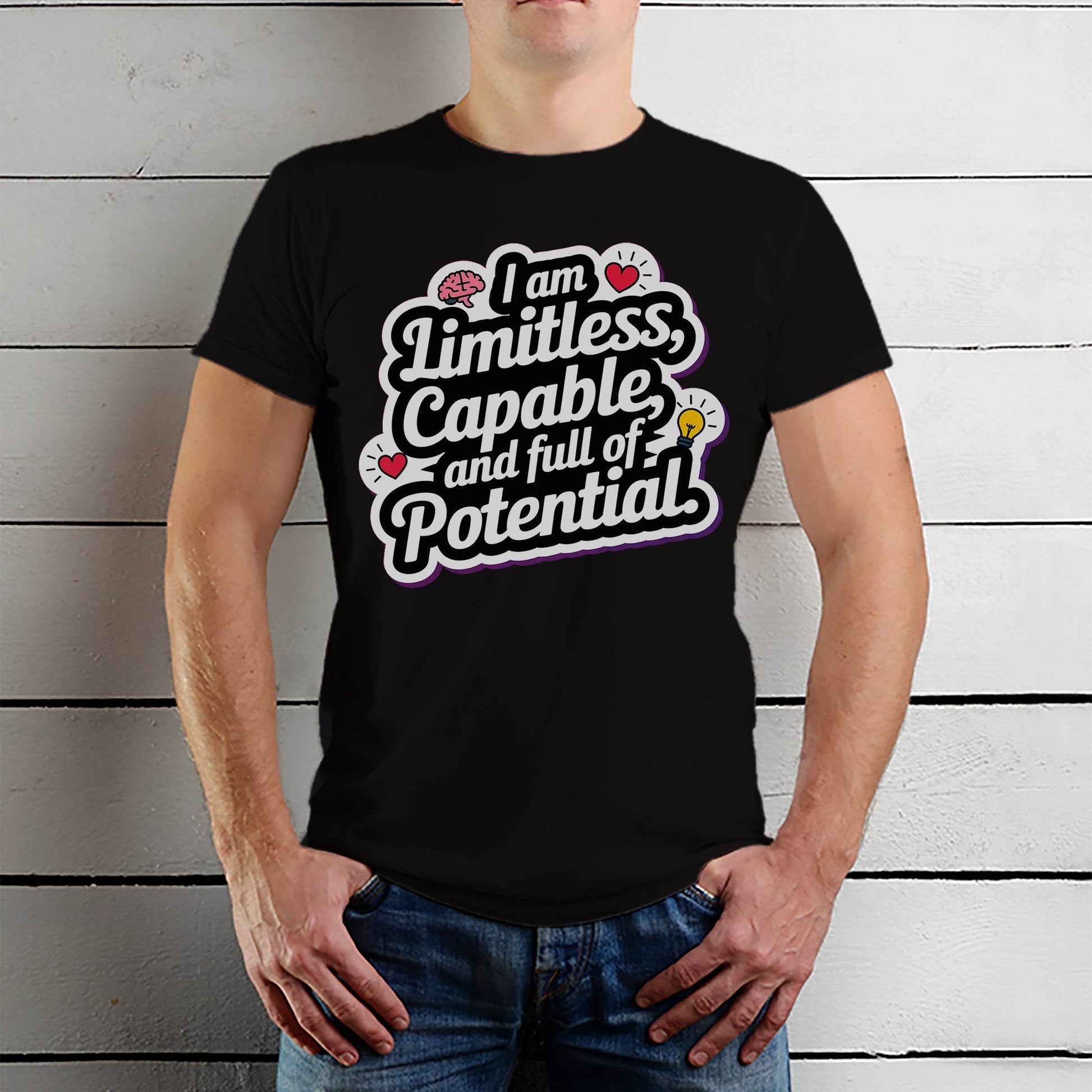 I Am Limitless, Capable And Full Of Potential - Unisex Round Neck Regular Fit 100% Combed Cotton Half Sleeve T-Shirt - Mojilo Mart