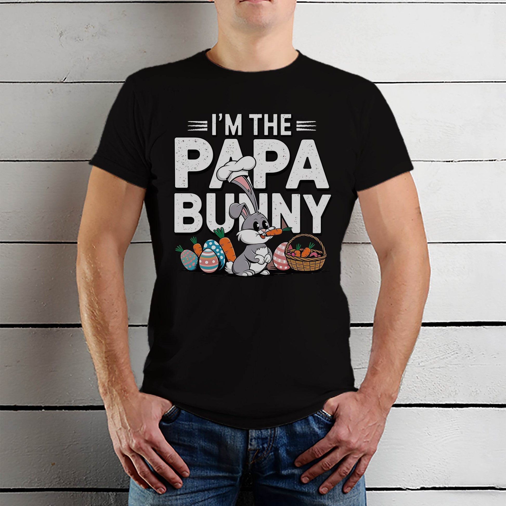 I'M THE PAPA BUNNY PRINT- Unisex Round Neck Regular Fit 100% Combed Cotton Half Sleeve T-Shirt - Mojilo Mart