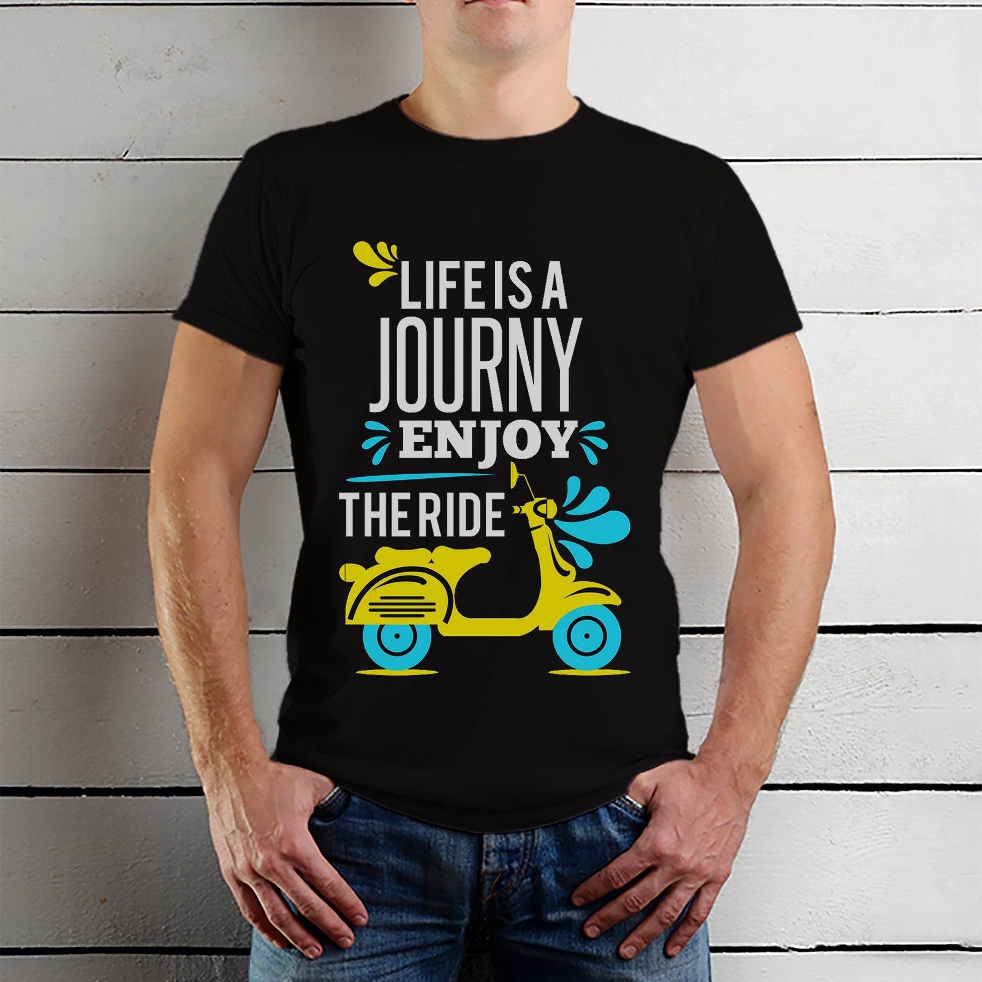 LIFE IS A JOURNY ENJOY THE RIDE - Unisex Round Neck Regular Fit 100% Combed Cotton Half Sleeve T-Shirt - Mojilo Mart