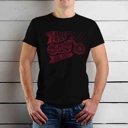 LIVE FAST RIDE FREE - Unisex Round Neck Regular Fit 100% Combed Cotton Half Sleeve T-Shirt - Mojilo Mart