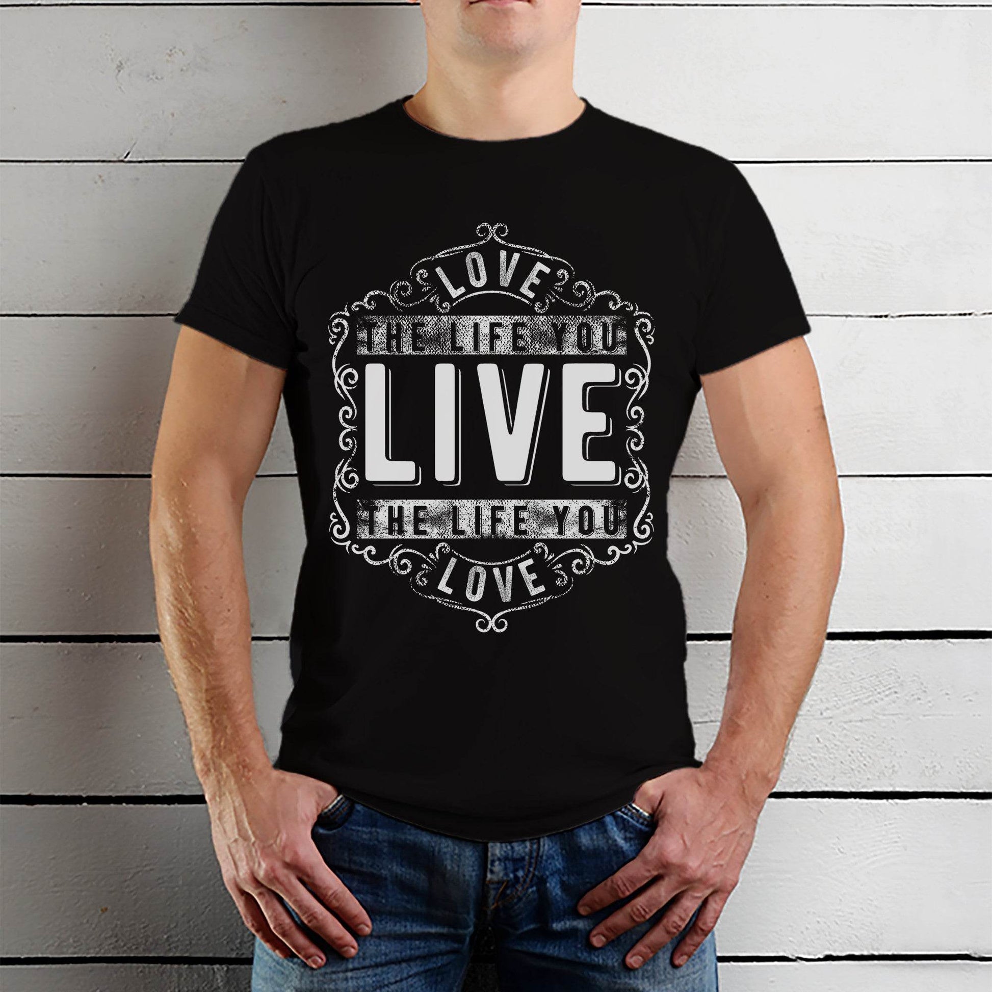 LOVE THE LIFE YOU LIVE THE LIFE YOU GLOVES - Unisex Round Neck Regular Fit 100% Combed Cotton Half Sleeve T-Shirt - Mojilo Mart