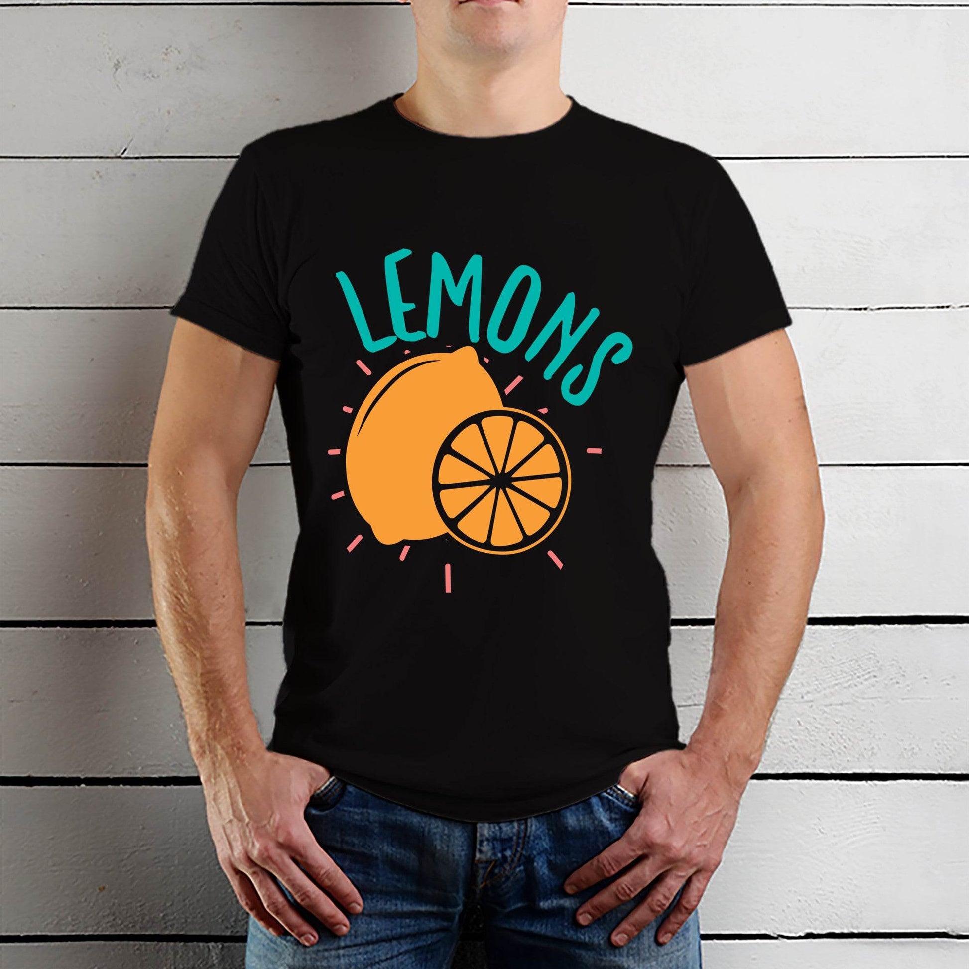 Lemons - Unisex Round Neck Regular Fit 100% Combed Cotton Half Sleeve T-Shirt - Mojilo Mart