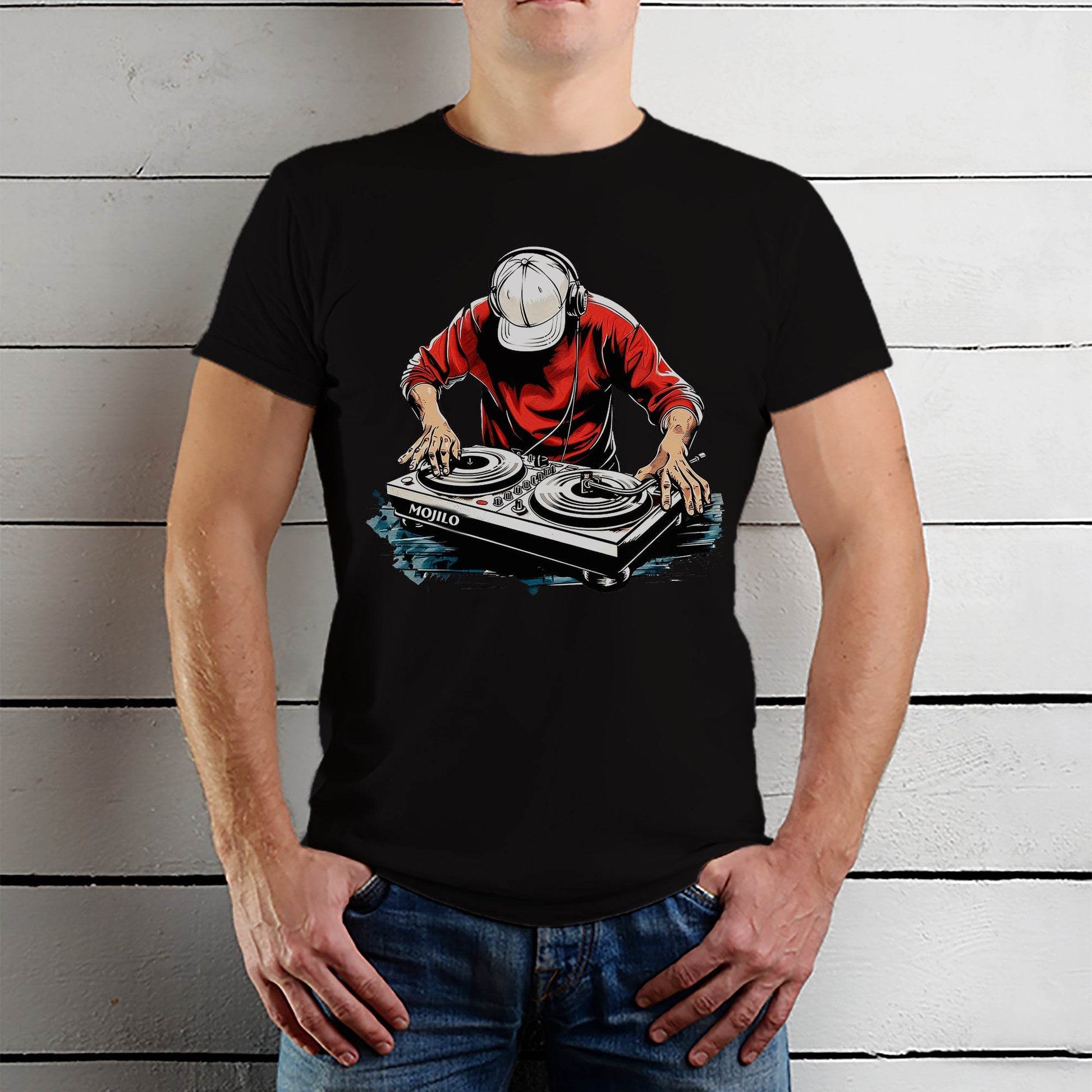 Funny Dj Music Lover Retro Vintage Music Dj - Unisex Round Neck Regular Fit 100% Combed Cotton Half Sleeve T-Shirt - Mojilo Mart
