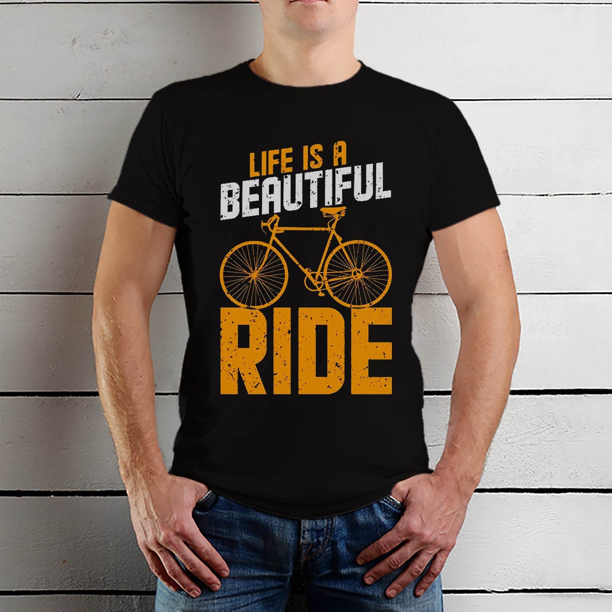 Life Is A Beautiful Ride - Unisex Round Neck Regular Fit 100% Combed Cotton Half Sleeve T-Shirt - Mojilo Mart