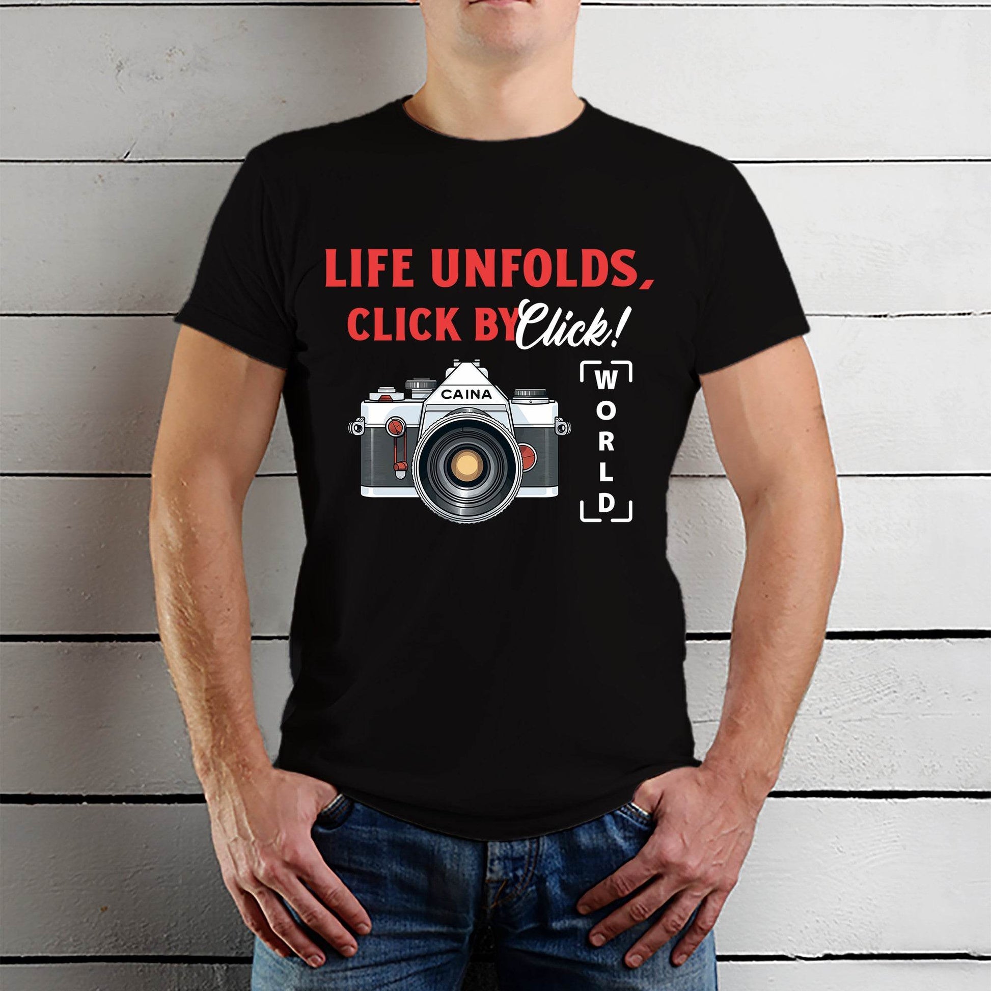 Life Unfolds, Click By Click! World - Unisex Round Neck Regular Fit 100% Combed Cotton Half Sleeve T-Shirt - Mojilo Mart