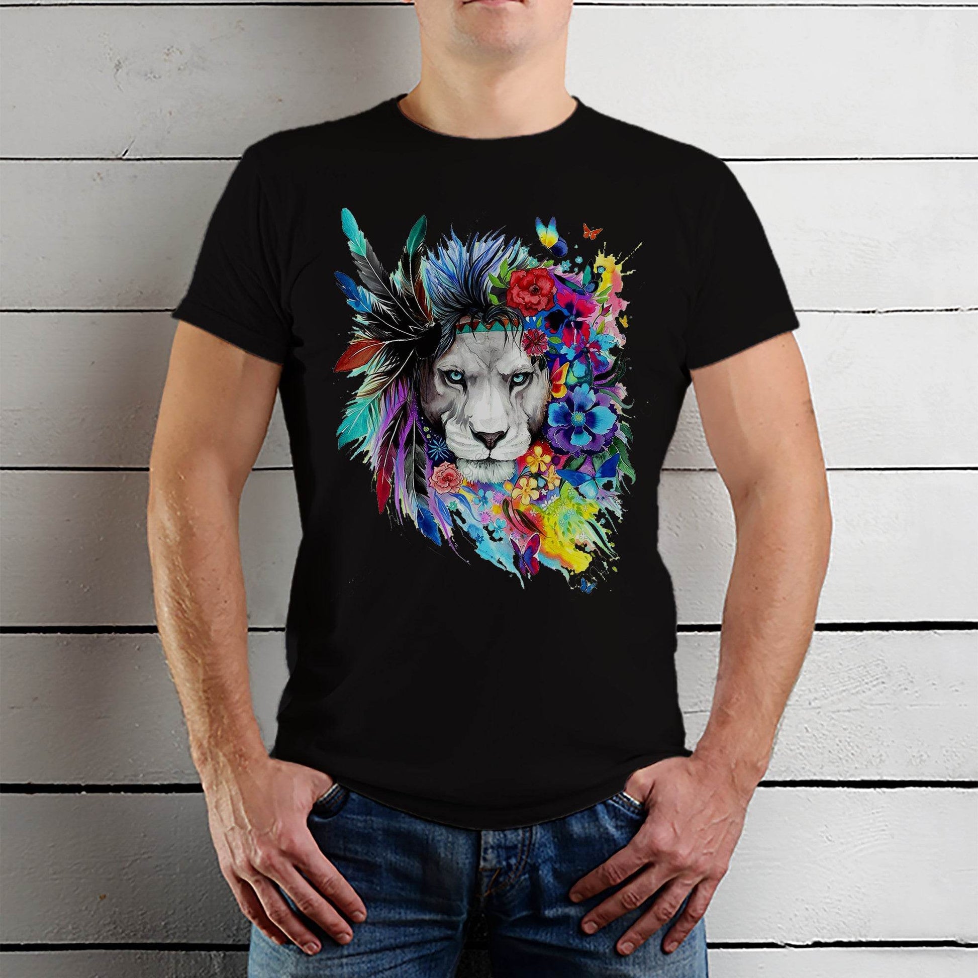 Lion Inspirational Nature Power Tshirt - Unisex Round Neck Regular Fit 100% Combed Cotton Half Sleeve T-Shirt - Mojilo Mart