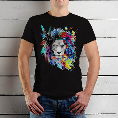 Lion Inspirational Nature Power Tshirt - Unisex Round Neck Regular Fit 100% Combed Cotton Half Sleeve T-Shirt - Mojilo Mart