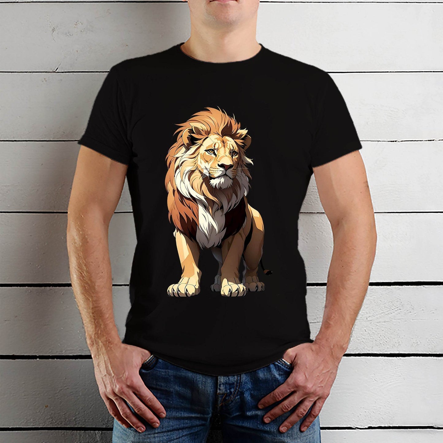 Lion Printed - Unisex Round Neck Regular Fit 100% Combed Cotton Half Sleeve T-Shirt - Mojilo Mart