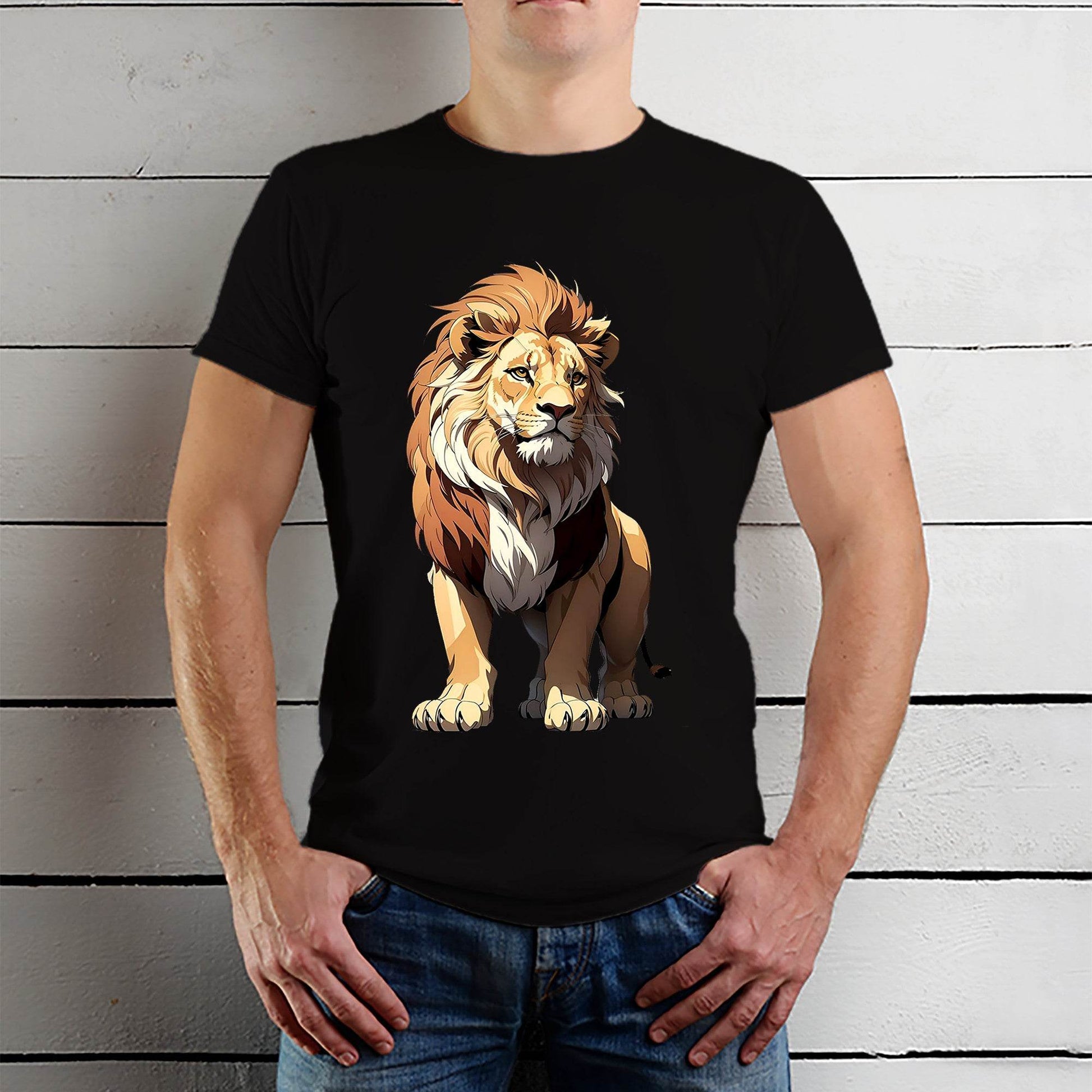 Lion Printed - Unisex Round Neck Regular Fit 100% Combed Cotton Half Sleeve T-Shirt - Mojilo Mart