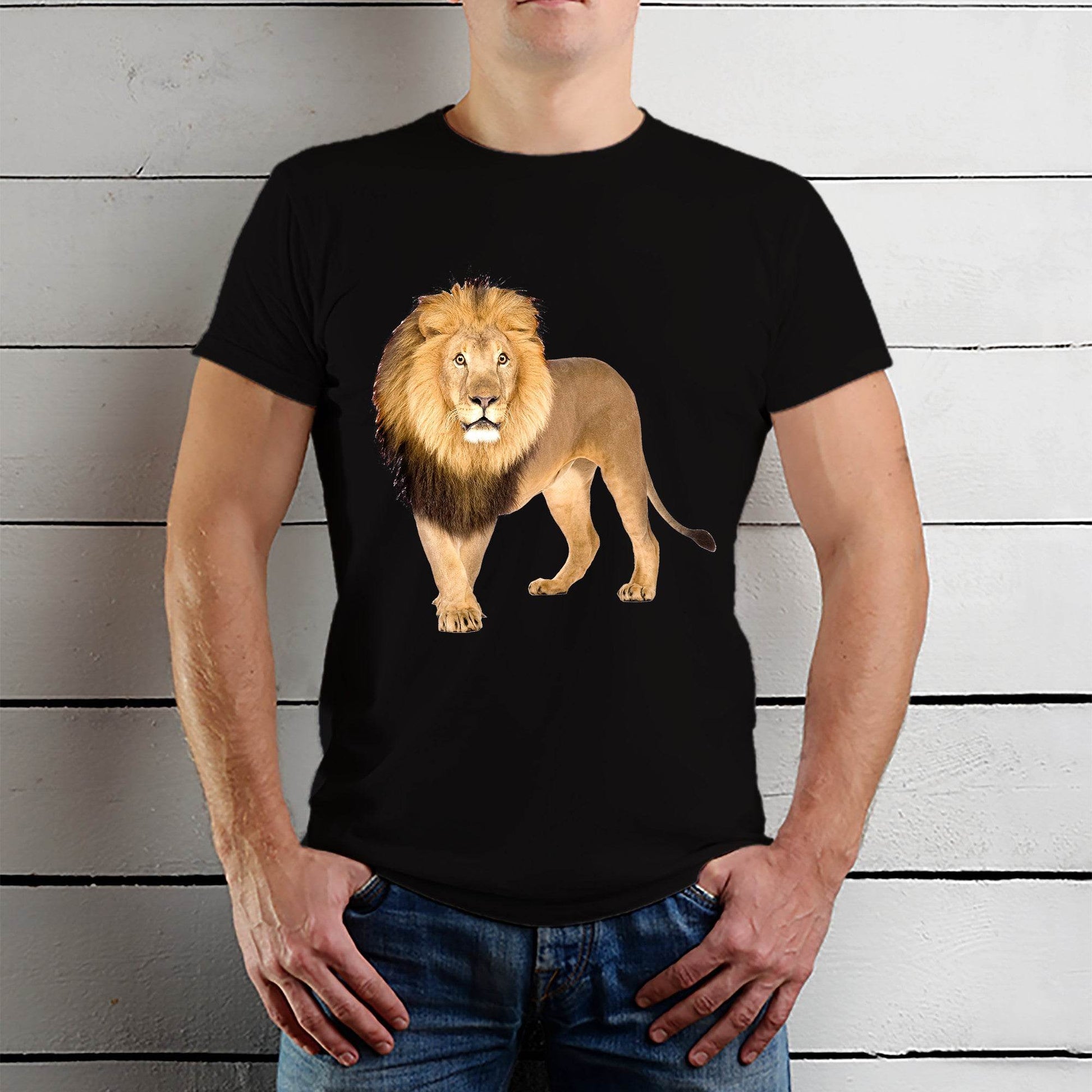Lion x African Lion x King Lion - Unisex Round Neck Regular Fit 100% Combed Cotton Half Sleeve T-Shirt - Mojilo Mart