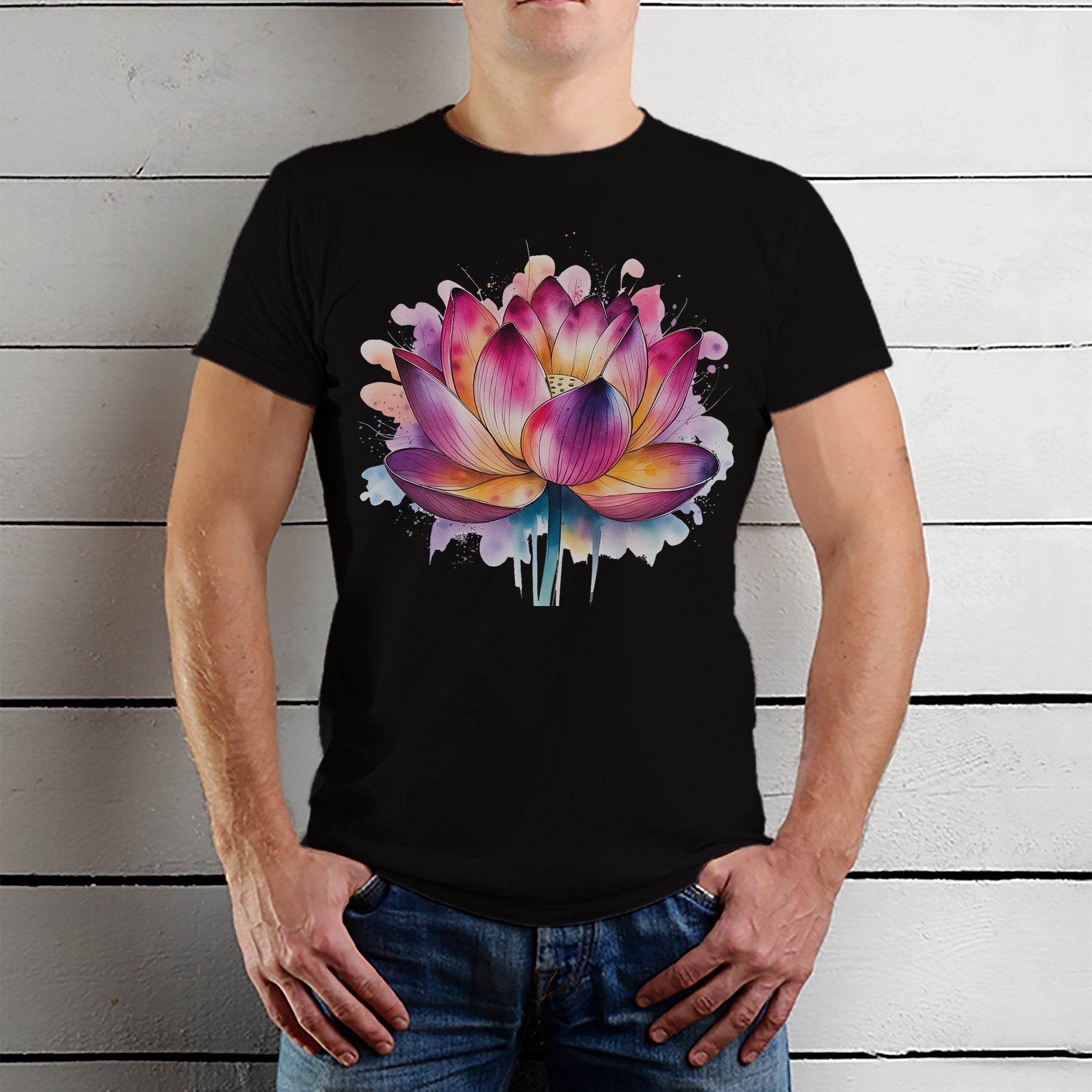 Lotus Flower Yoga Metaphysical - Unisex Round Neck Regular Fit 100% Combed Cotton Half Sleeve T-Shirt - Mojilo Mart