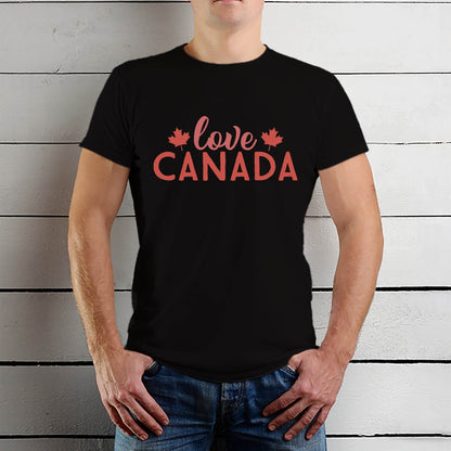 Love CANADA Print - Unisex Round Neck Regular Fit 100% Combed Cotton Half Sleeve T-Shirt - Mojilo Mart