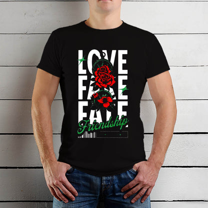 Love Fake Fate Friendship - Unisex Round Neck Regular Fit 100% Combed Cotton Half Sleeve T-Shirt - Mojilo Mart