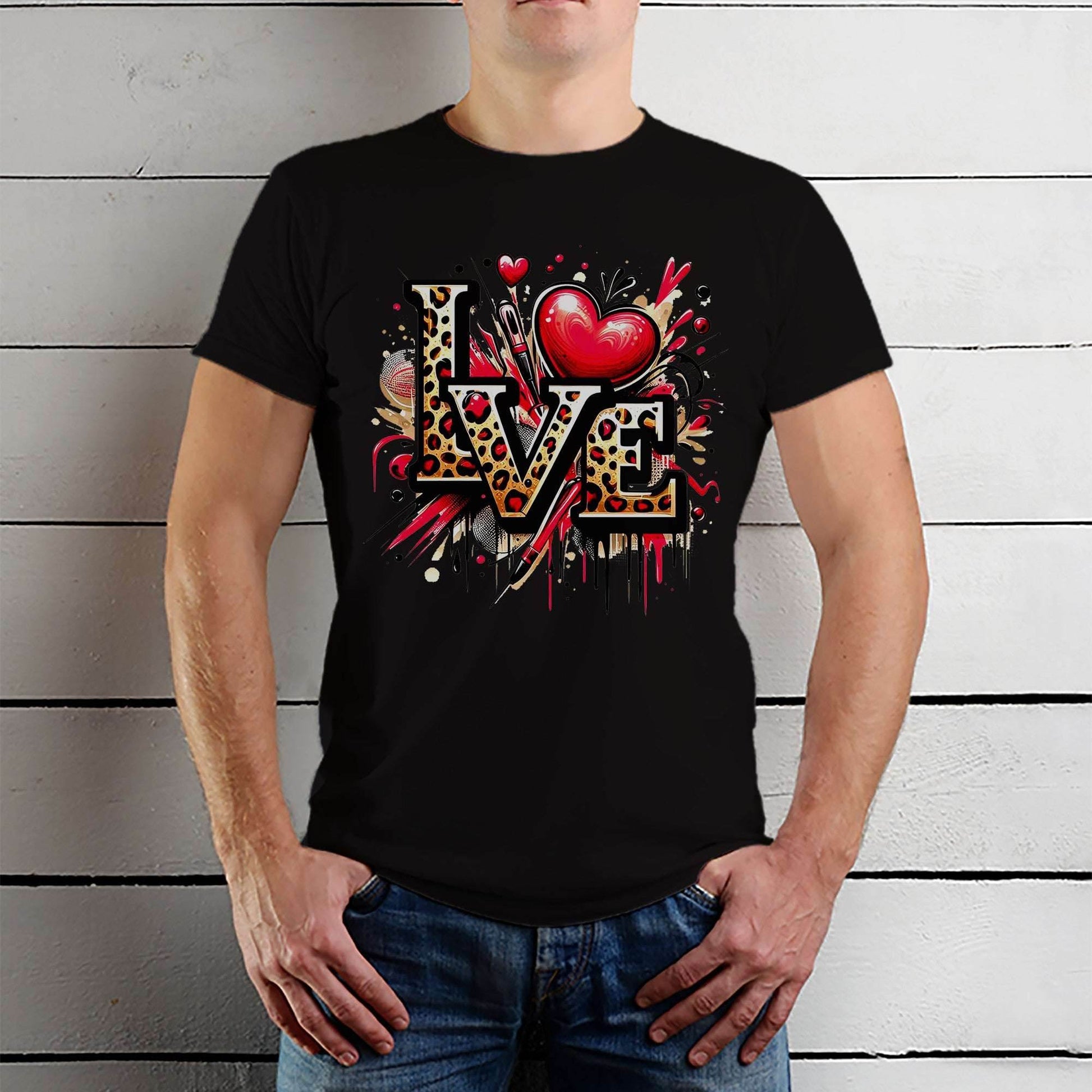 Love Leopard DESIGNE - Unisex Round Neck Regular Fit 100% Combed Cotton Half Sleeve T-Shirt - Mojilo Mart