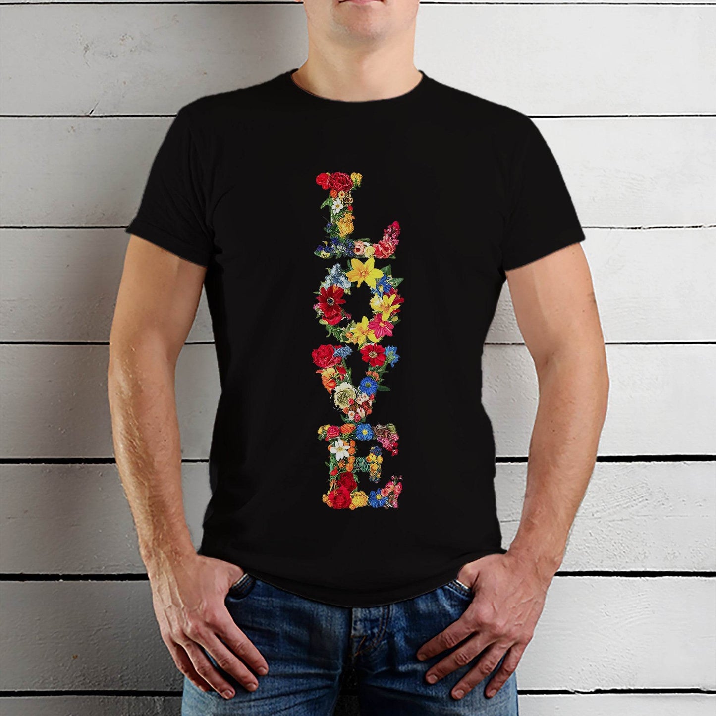 Love in flowers - Unisex Round Neck Regular Fit 100% Combed Cotton Half Sleeve T-Shirt - Mojilo Mart