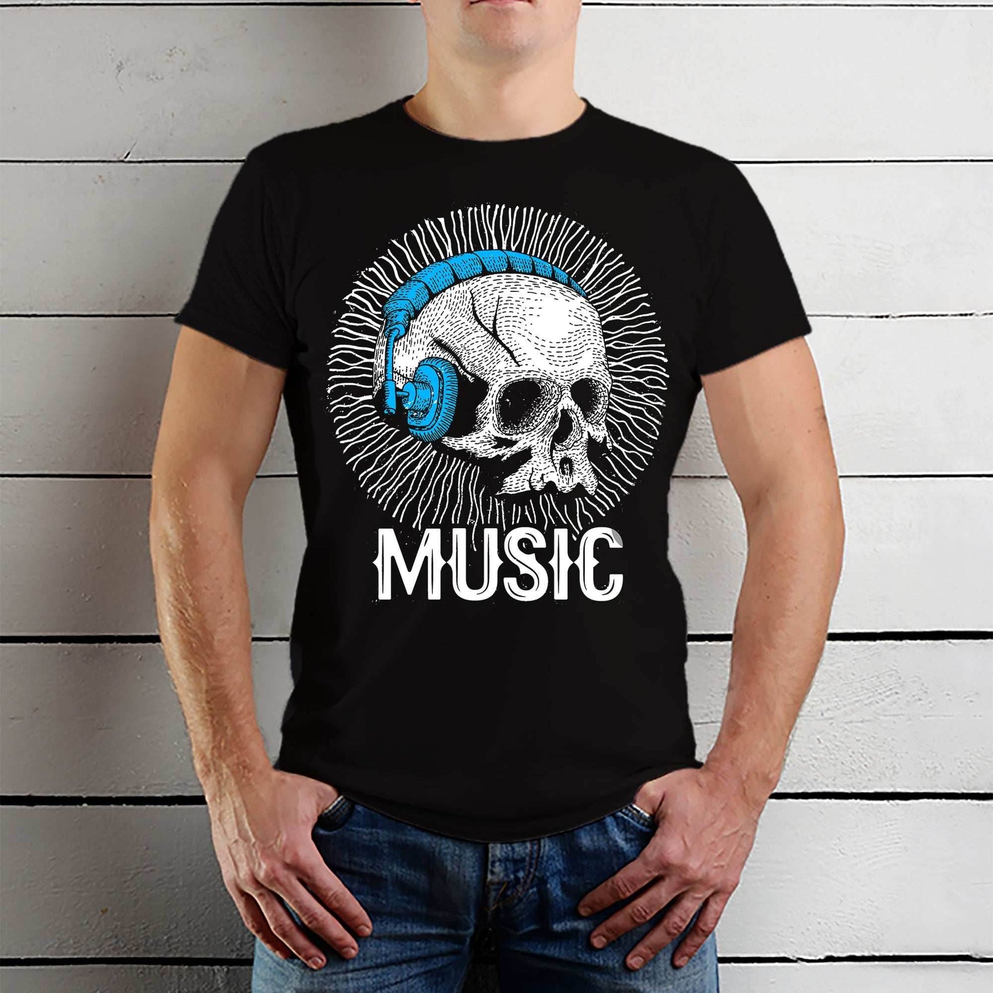 MUSIC - Unisex Round Neck Regular Fit 100% Combed Cotton Half Sleeve T-Shirt - Mojilo Mart