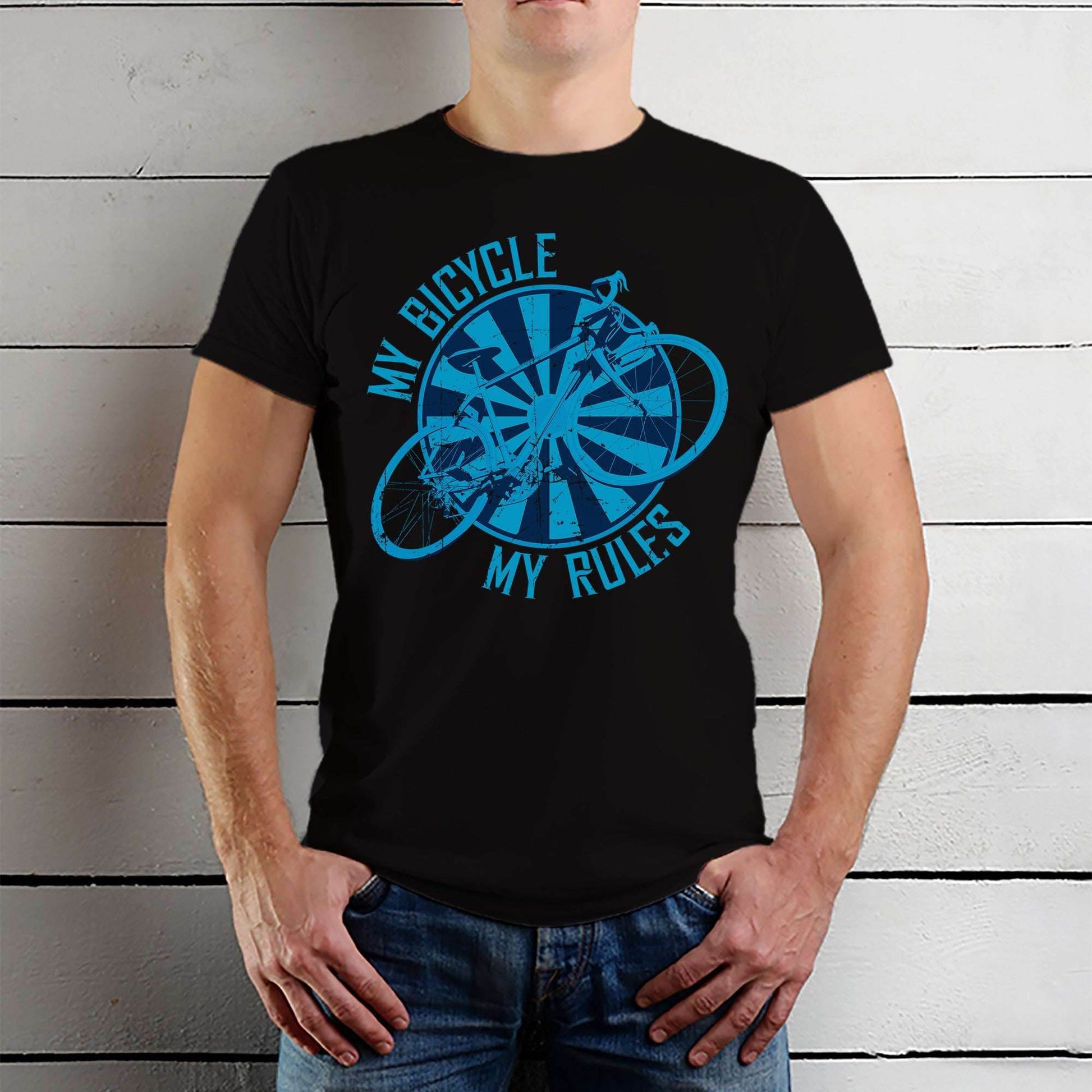 MY BICYCLE MY RULES - Unisex Round Neck Regular Fit 100% Combed Cotton Half Sleeve T-Shirt - Mojilo Mart