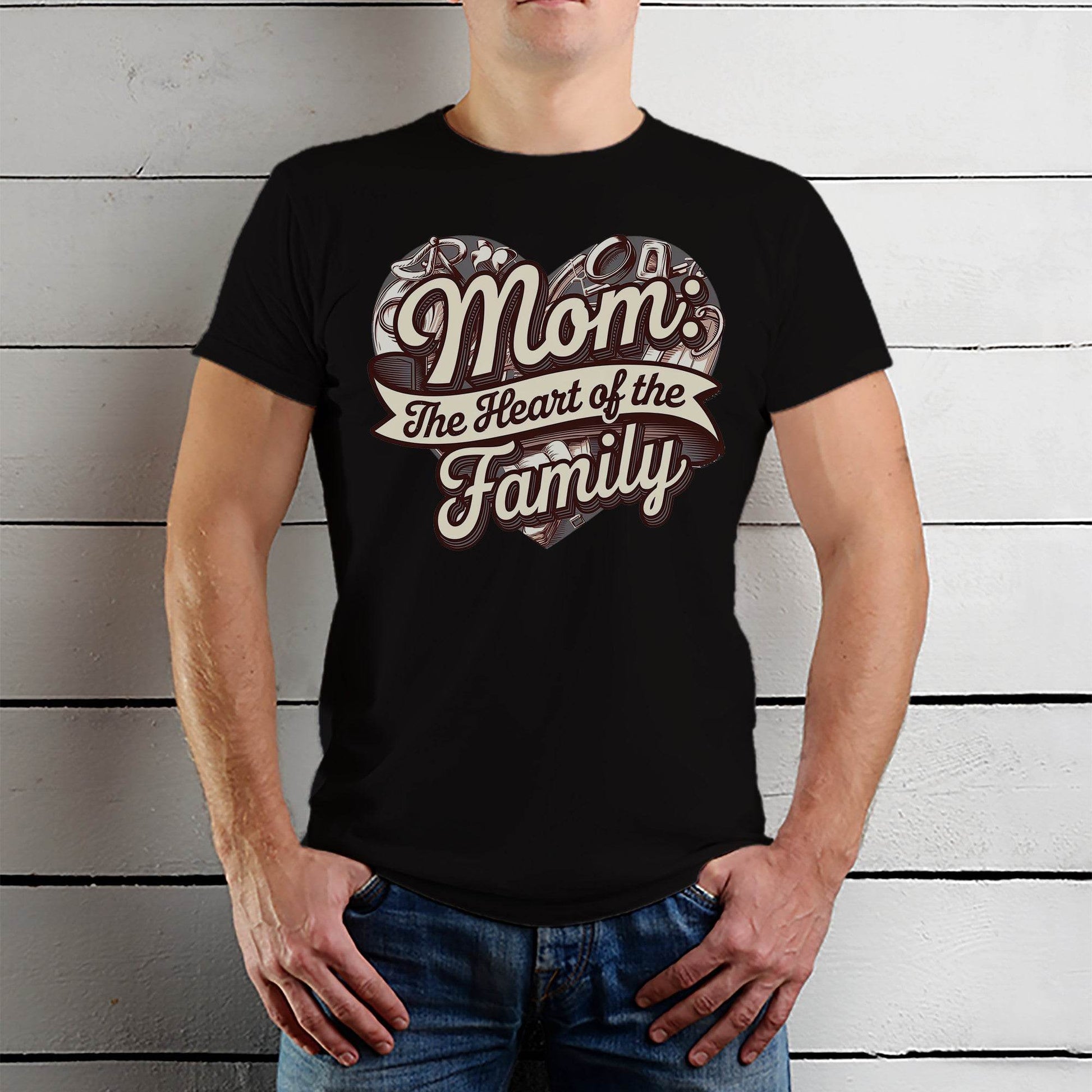 Mom The Heart Of The Family - Unisex Round Neck Regular Fit 100% Combed Cotton Half Sleeve T-Shirt - Mojilo Mart