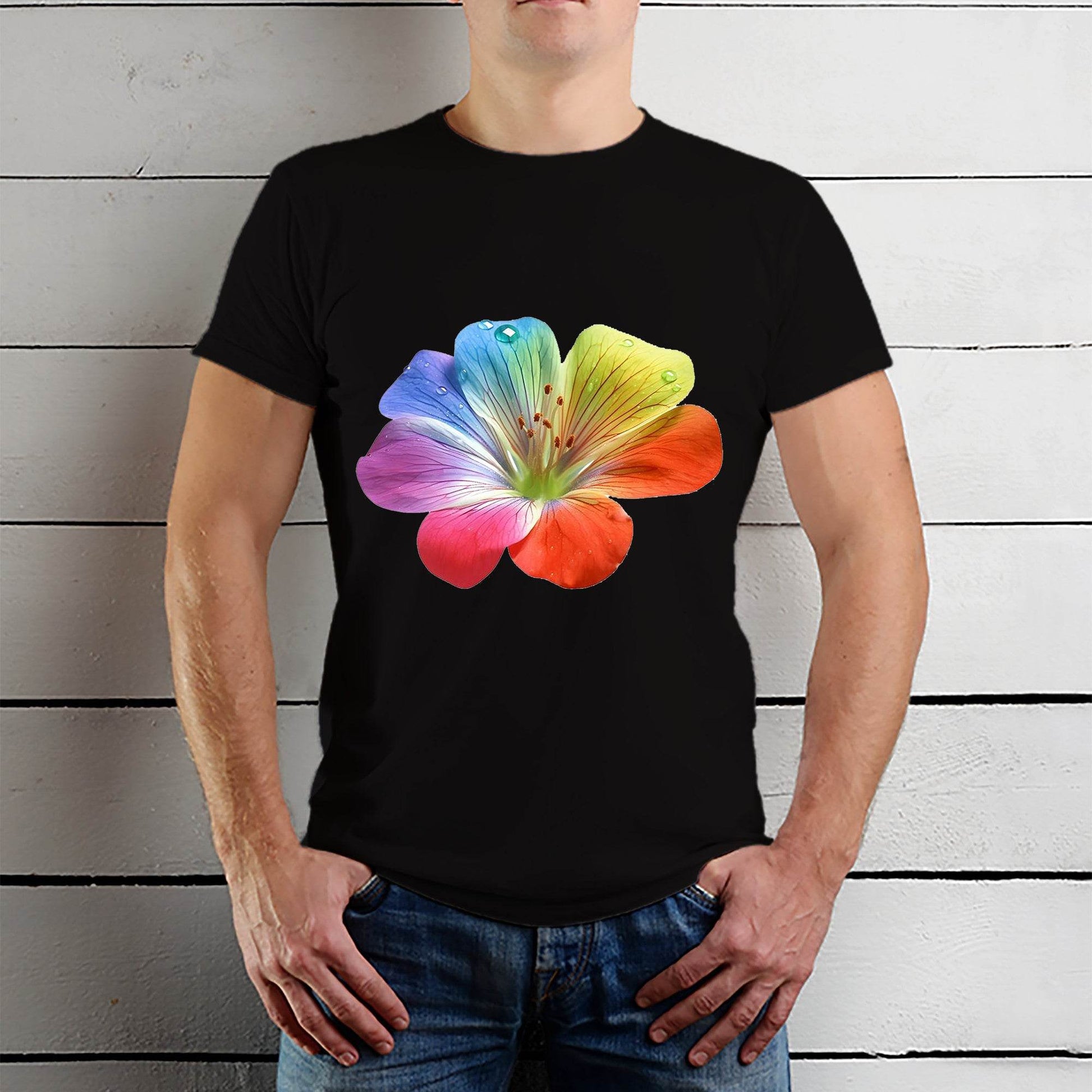 Morning Glory Pop Art - Unisex Round Neck Regular Fit 100% Combed Cotton Half Sleeve T-Shirt - Mojilo Mart