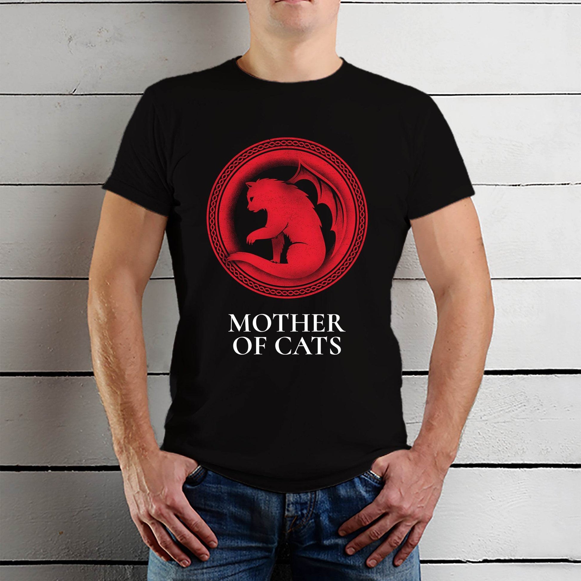 Mother of Cats - Unisex Round Neck Regular Fit 100% Combed Cotton Half Sleeve T-Shirt - Mojilo Mart