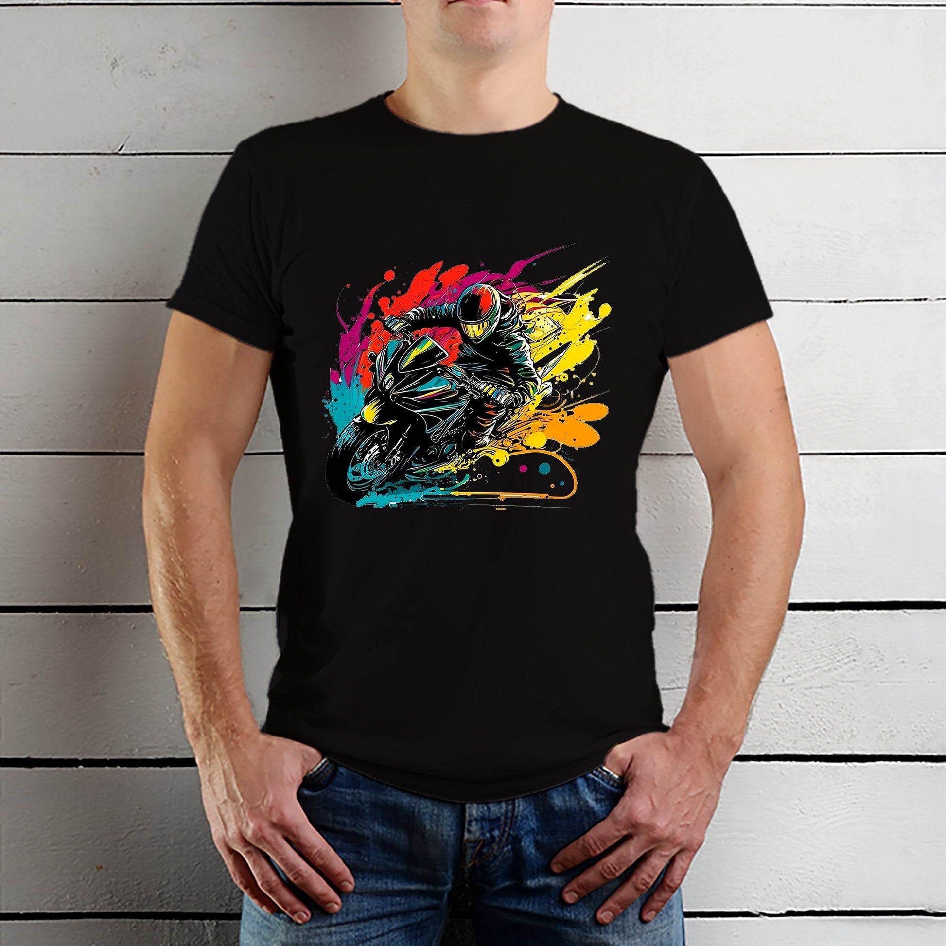 Motorcycle Astronaut Biker Space Astronaut Rocket Premium - Unisex Round Neck Regular Fit 100% Combed Cotton Half Sleeve T-Shirt - Mojilo Mart