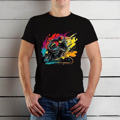 Motorcycle Astronaut Biker Space Astronaut Rocket Premium - Unisex Round Neck Regular Fit 100% Combed Cotton Half Sleeve T-Shirt - Mojilo Mart